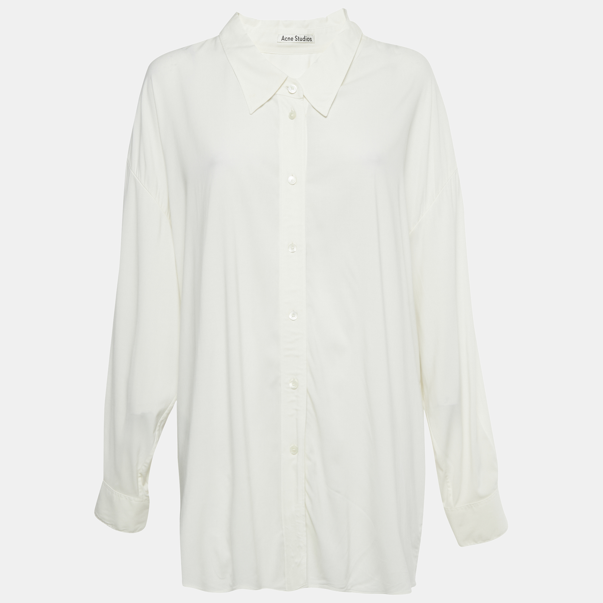 Pre-owned Acne Studios White Stretch Crepe Oversized Shirt S