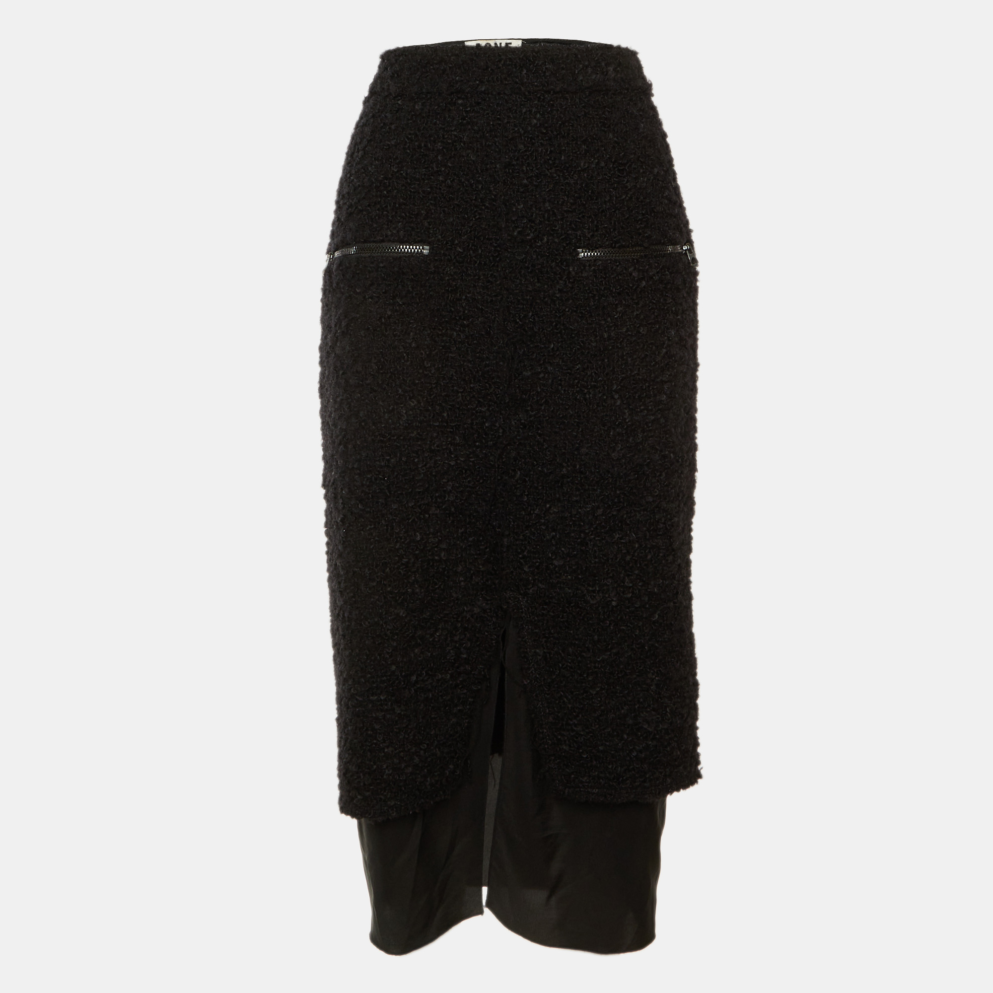 

Acne Studios Black Wool Boucle Fitted Midi Skirt M