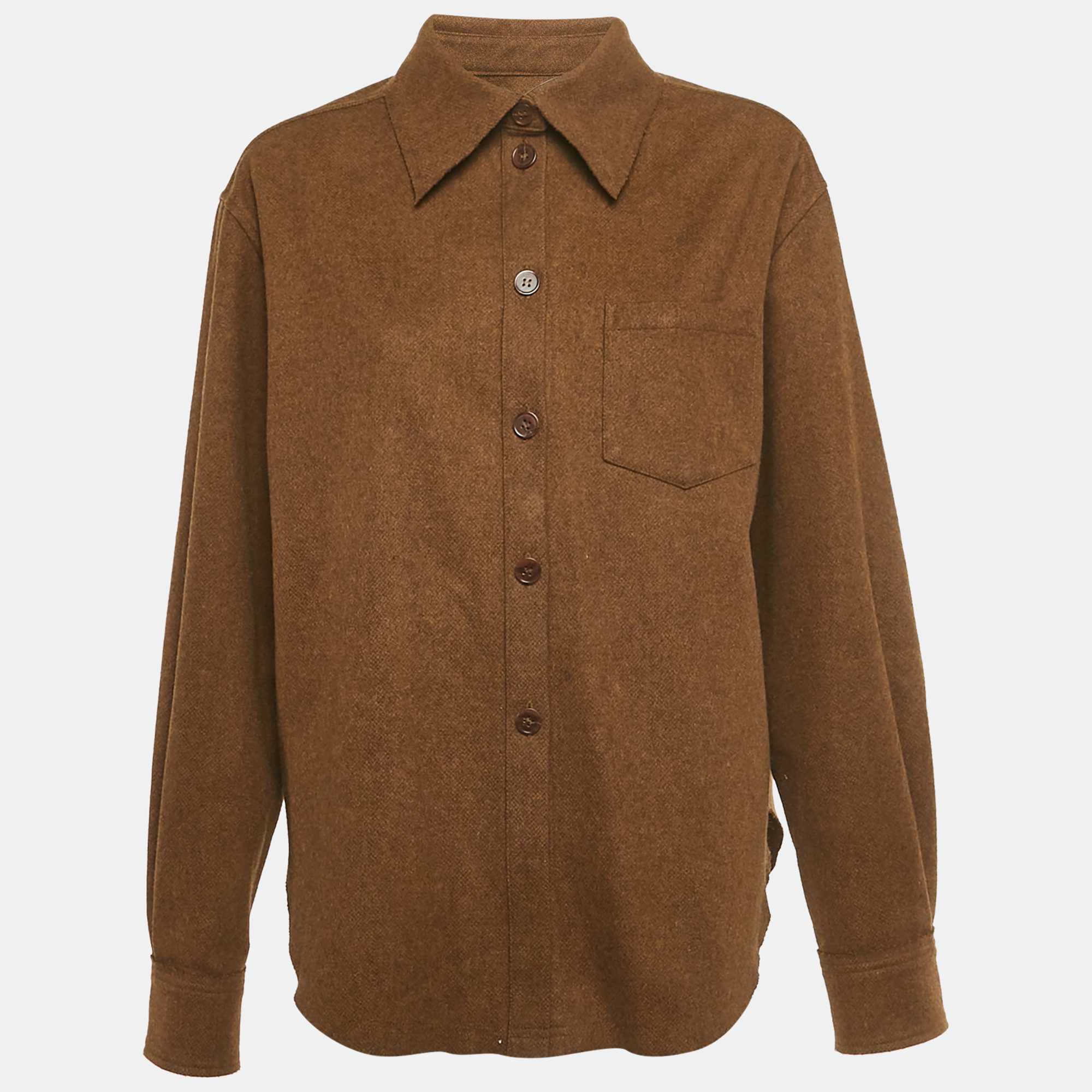 Pre-owned Acne Studios Brown Wool Long Sleeve Shirt M