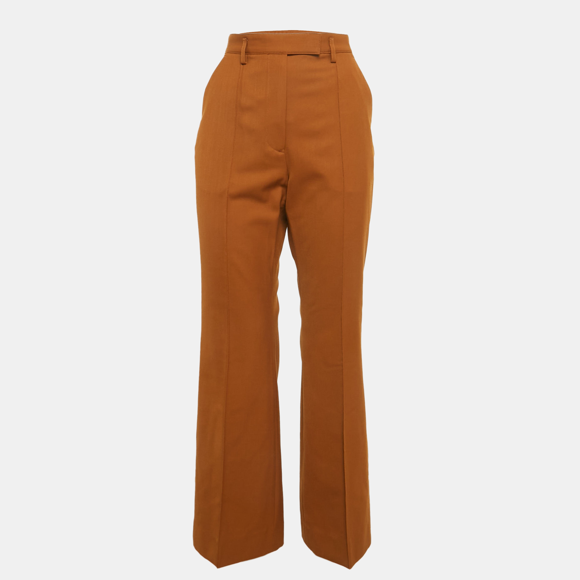Pre-owned Acne Studios Brown Wool-blend Flared Trousers S