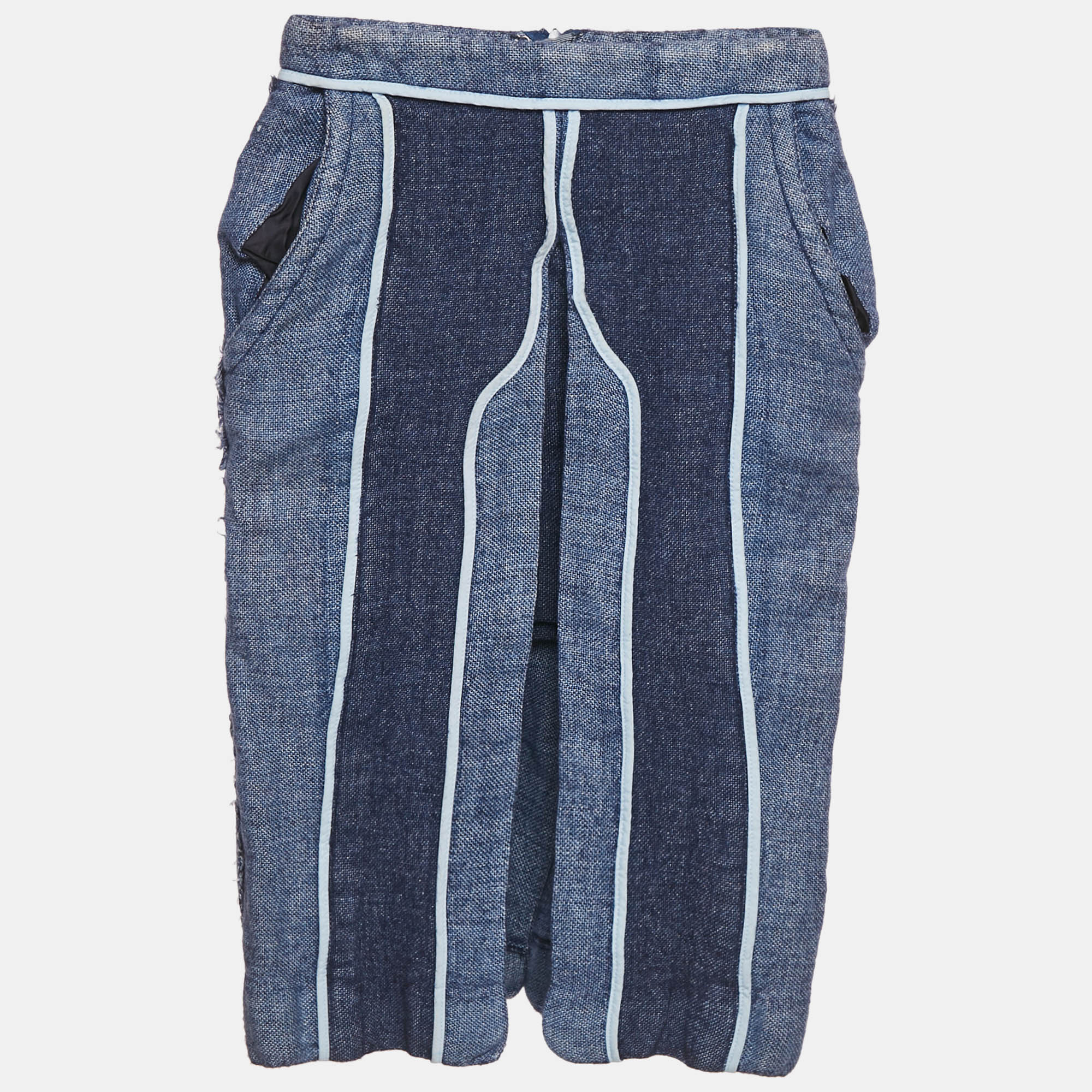 

Acne Studios Blue Kent Linen Striped Pencil Skirt S