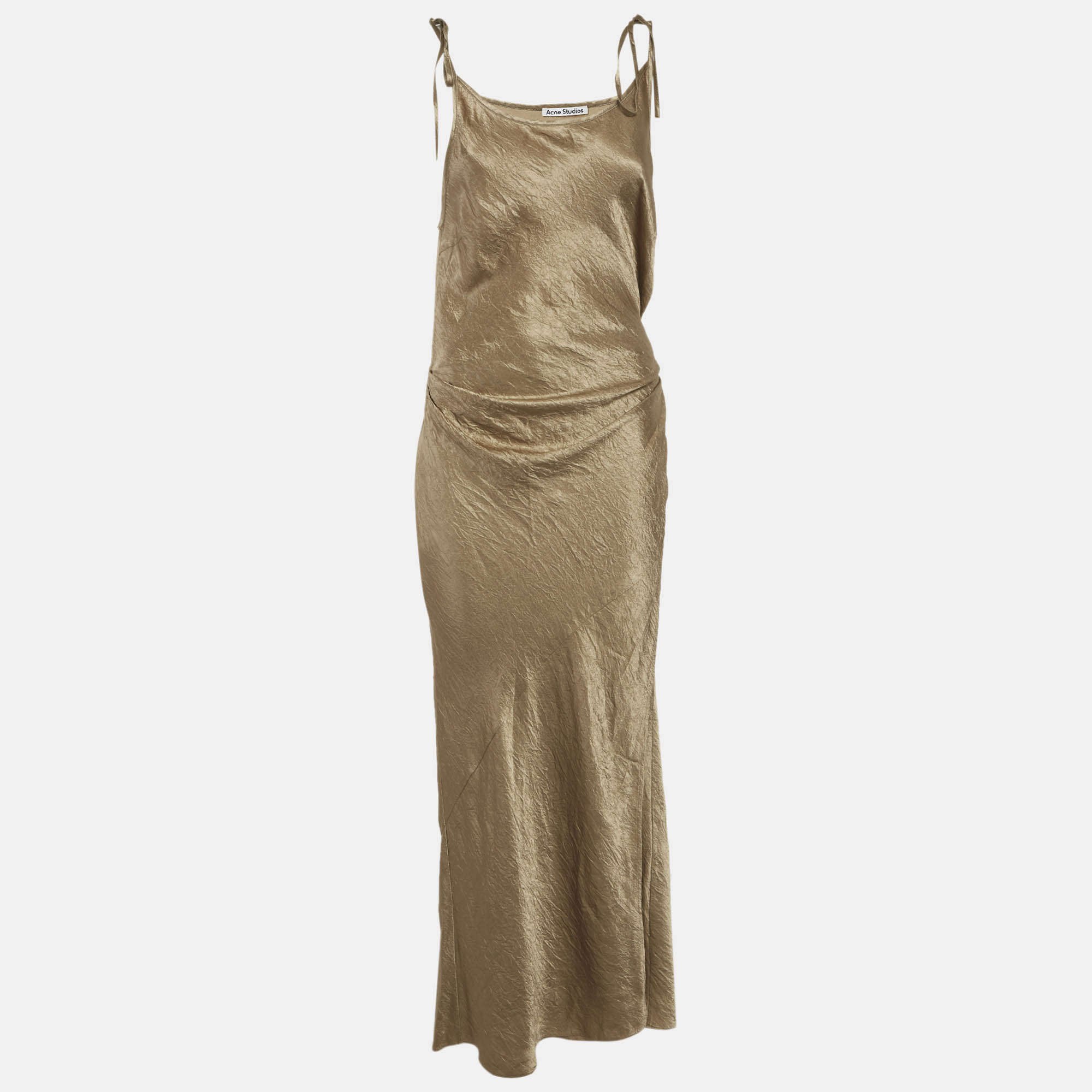 

Acne Studios Brown Crinkled Satin Wrap Maxi Dress M