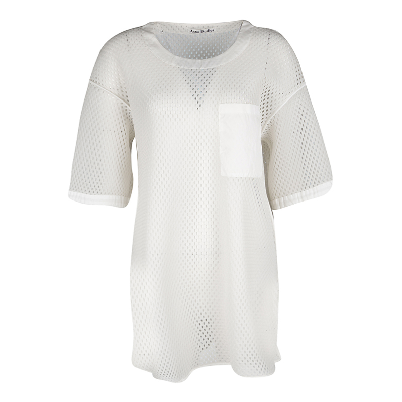Pre Owned Acne Studios Off White Oversized Avre Mesh Top S