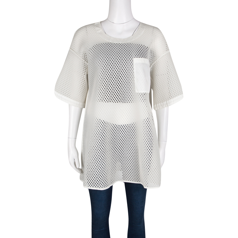 

Acne Studios Off White Oversized Avre Mesh Top