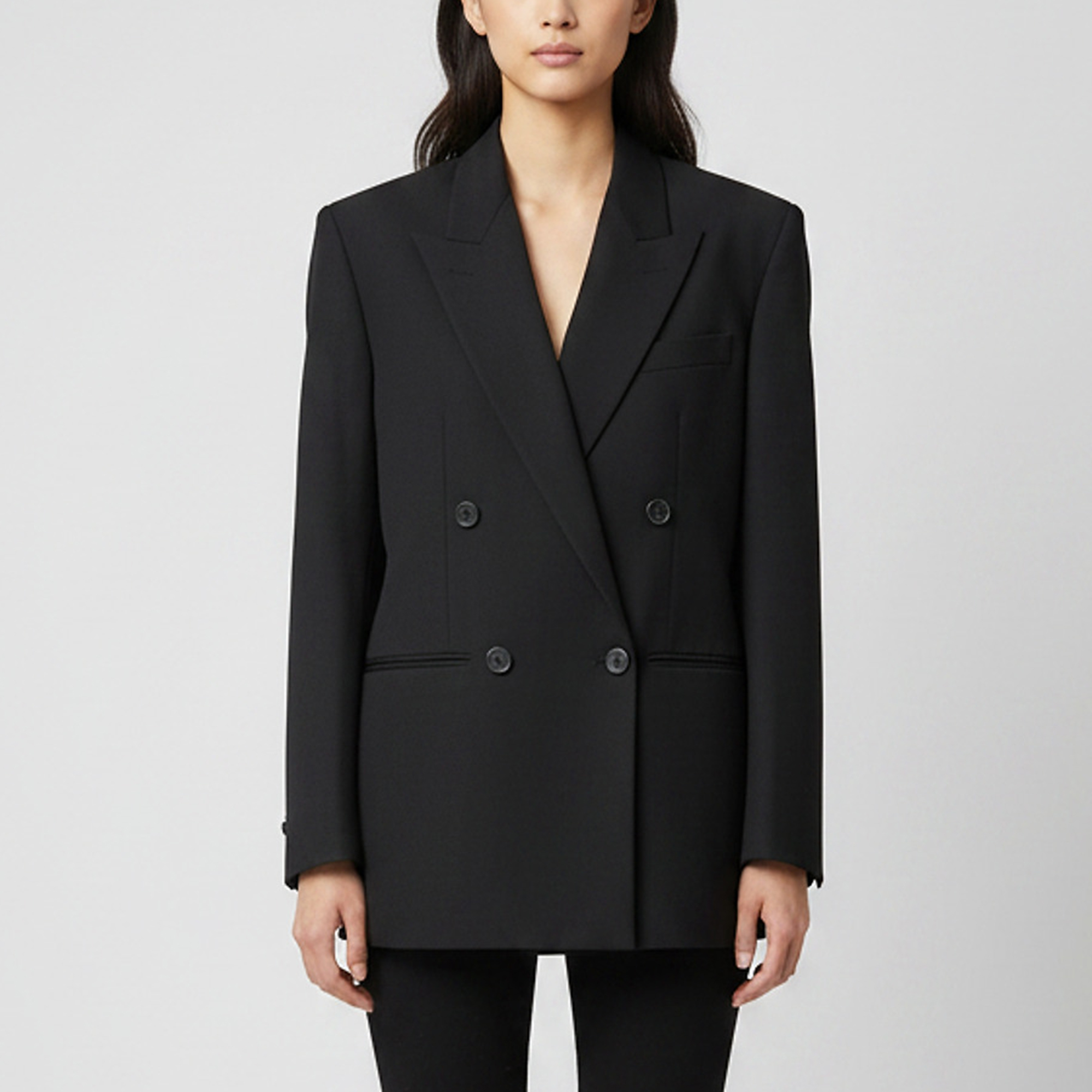 

Acne Studios Black Wool Blend Double Breasted Tailored Jacket S