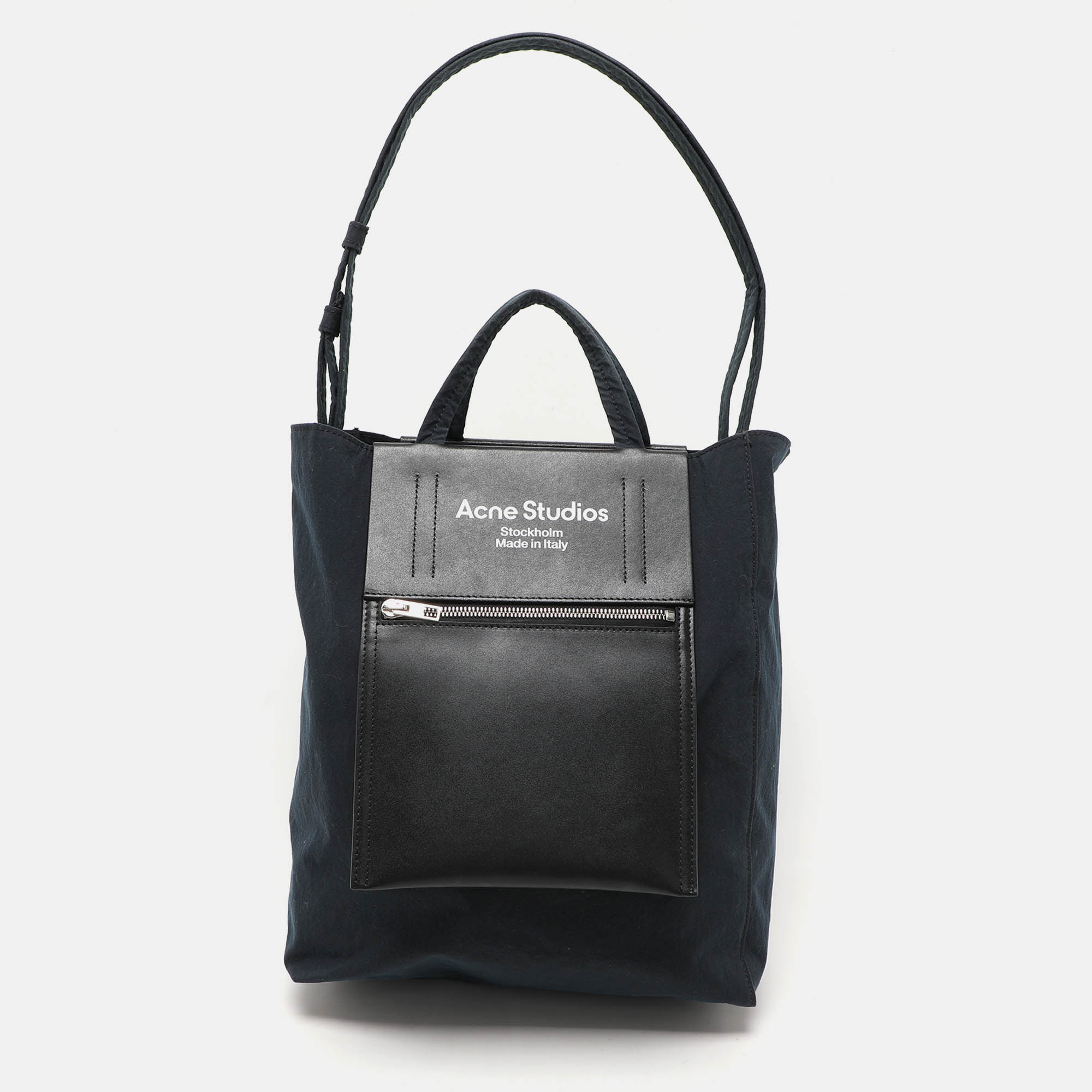 

Acne Studios Navy Blue/Black Leather and Nylon Papery Tote