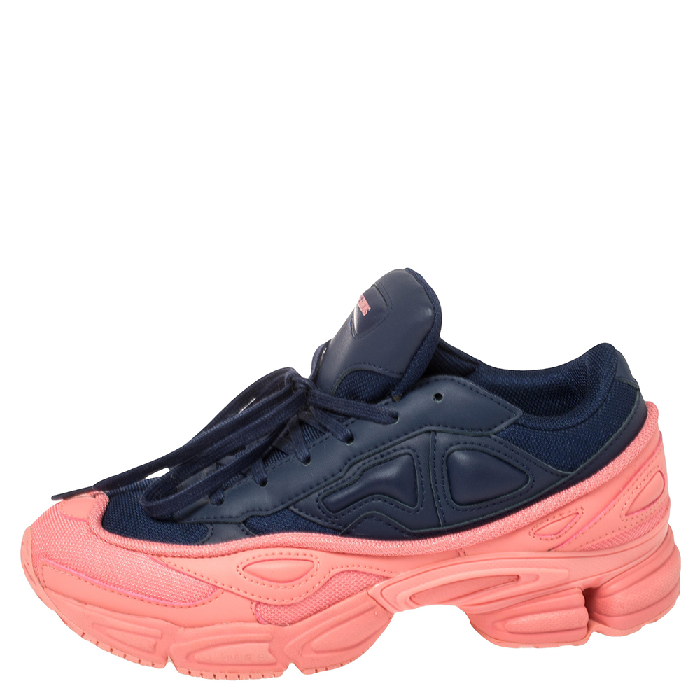 

Adidas By Raf Simons Blue/Pink Leather And Mesh Ozweego Sneakers Size