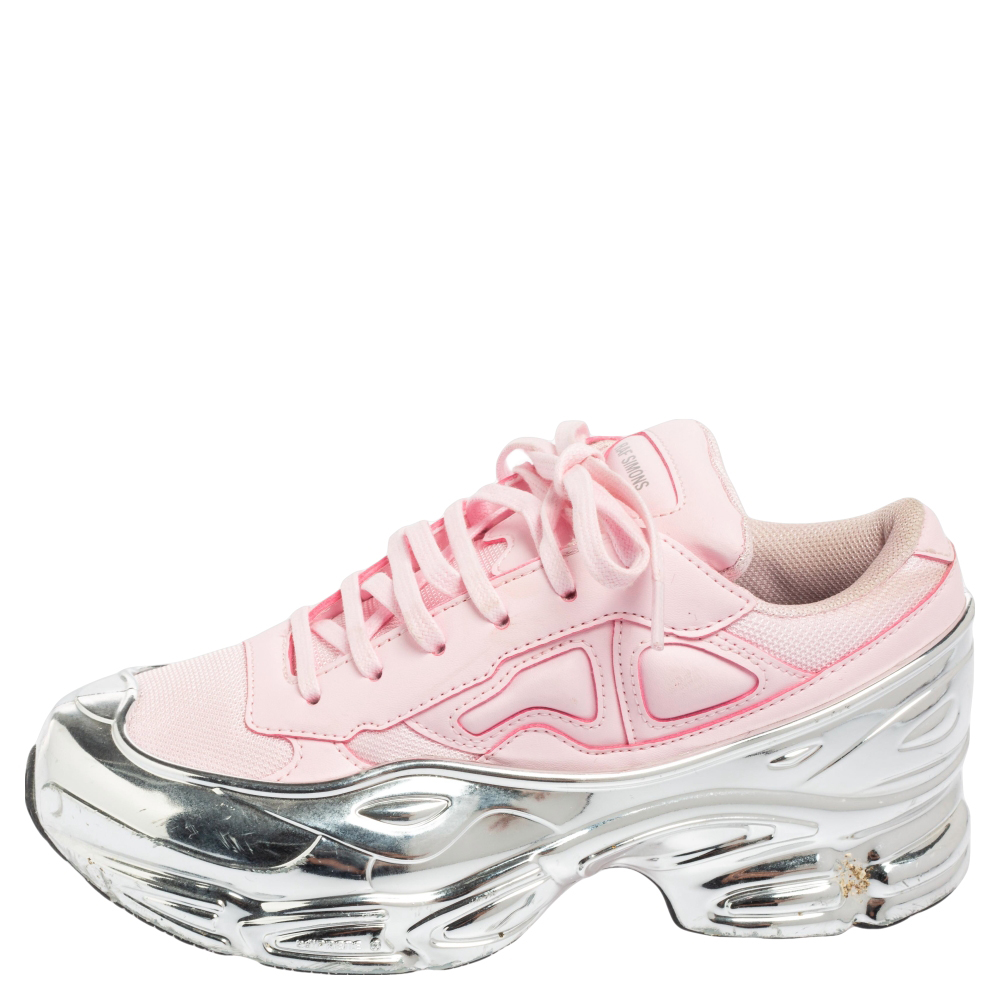 

Adidas By Raf Simons Pink/Silver Leather And Mesh Ozweego Sneakers Size 36 2/3