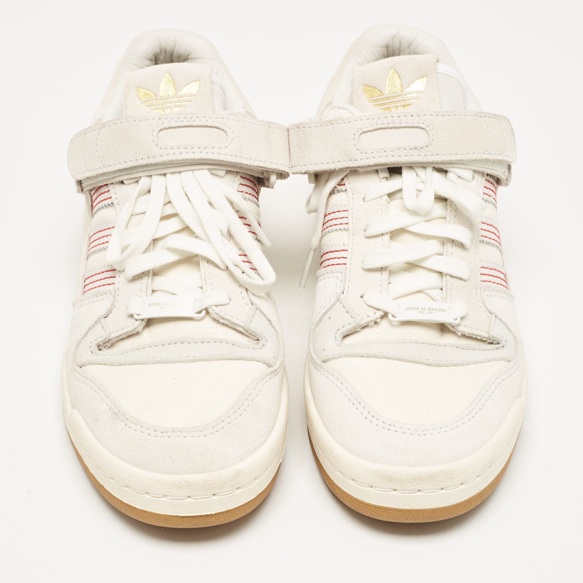 Adidas x Arwa Al Banawi Multicolor Canvas and Suede Forum 84 Low Sneakers Size 38 2/3 