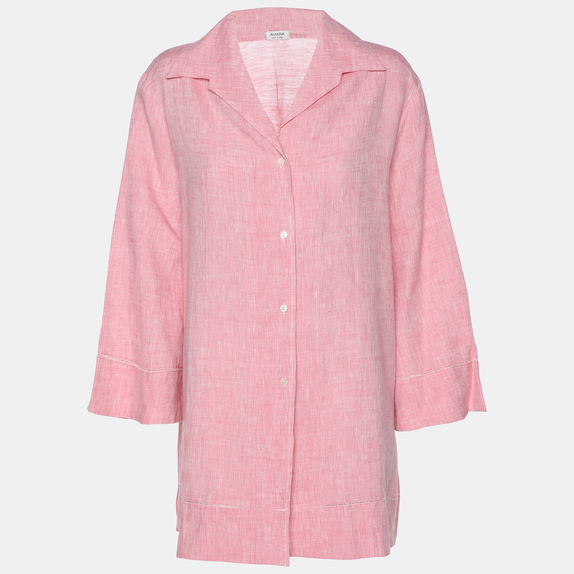 

Agona Pink Linen Button Front Shirt XL