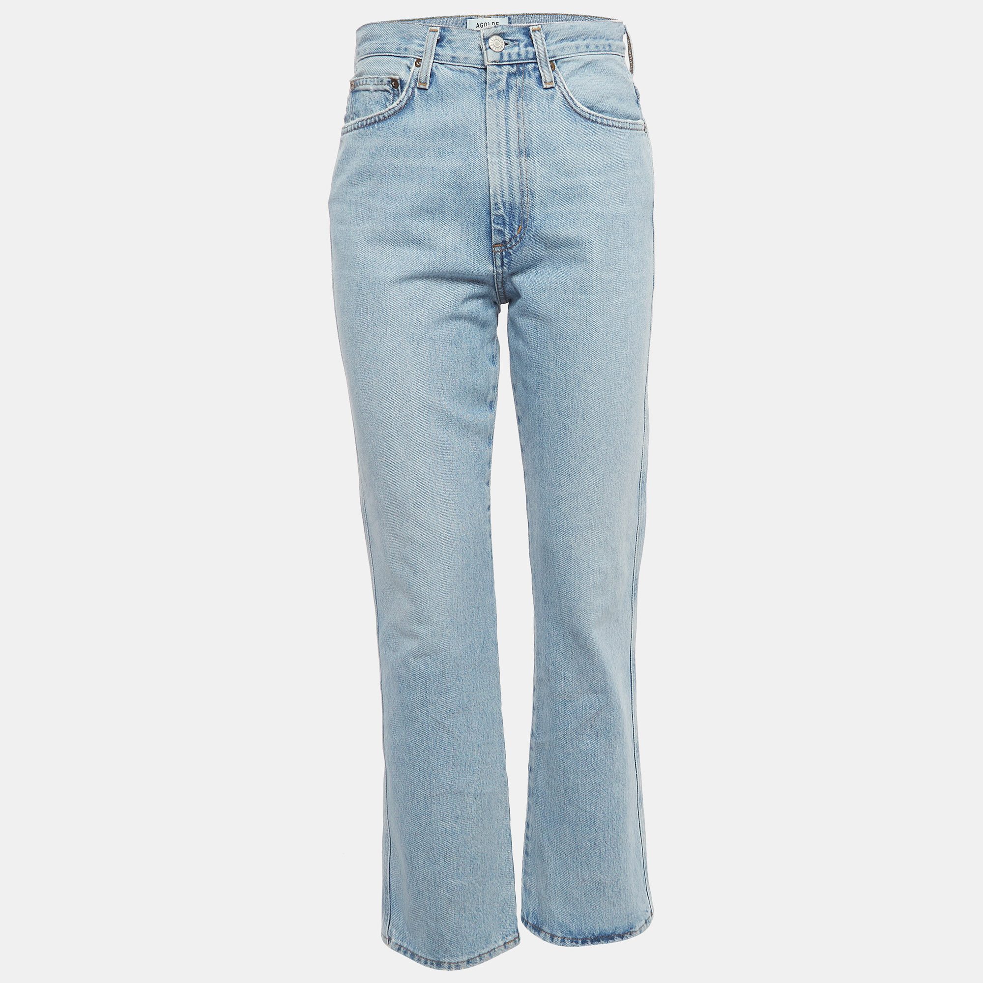 Pre-owned Agolde Blue Distressed Denim High Waist Jeans S Waist 26"