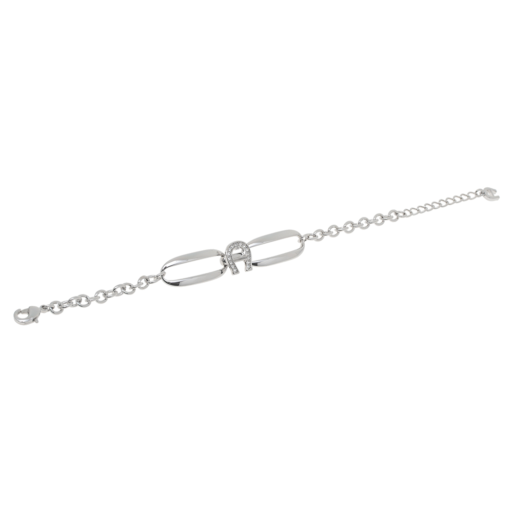 

Aigner Silver Tone Crystal Logo Bracelet