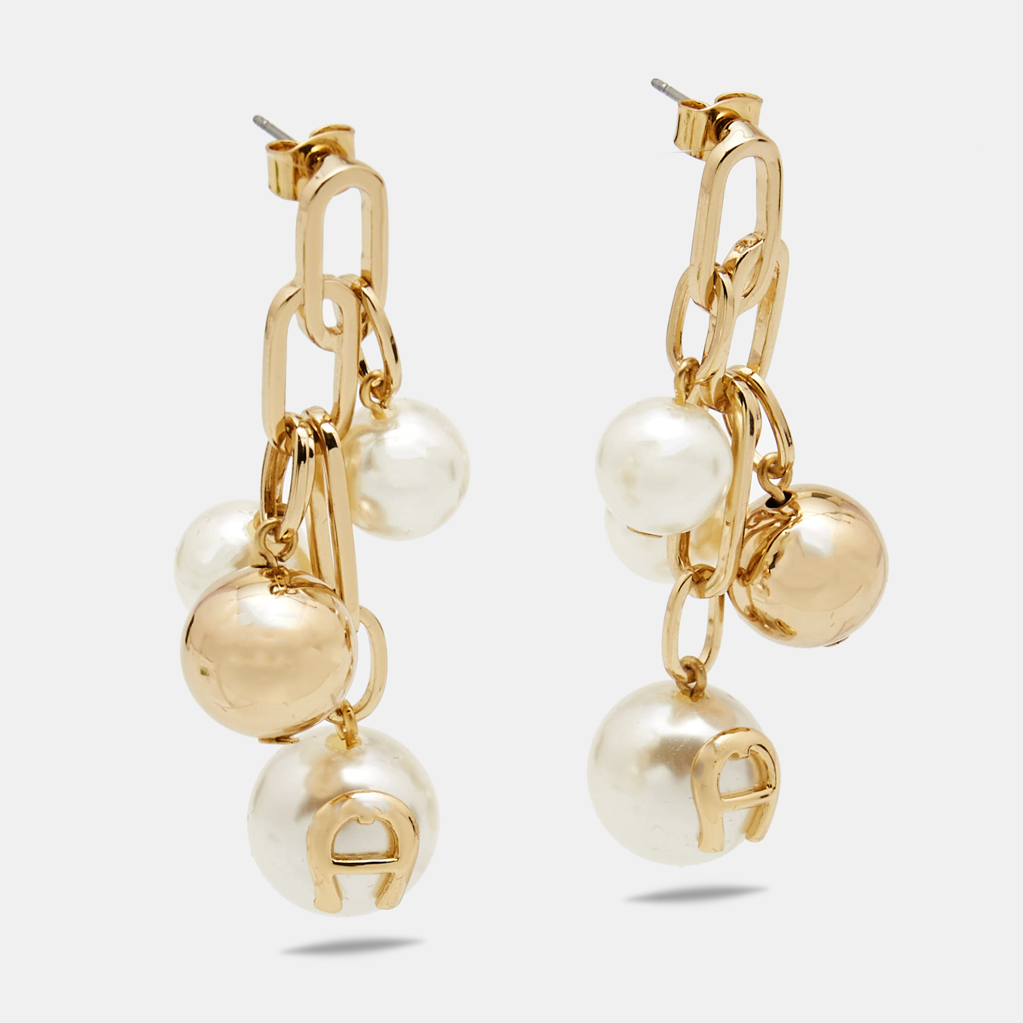

Aigner Faux Pearl Gold Tone Earrings