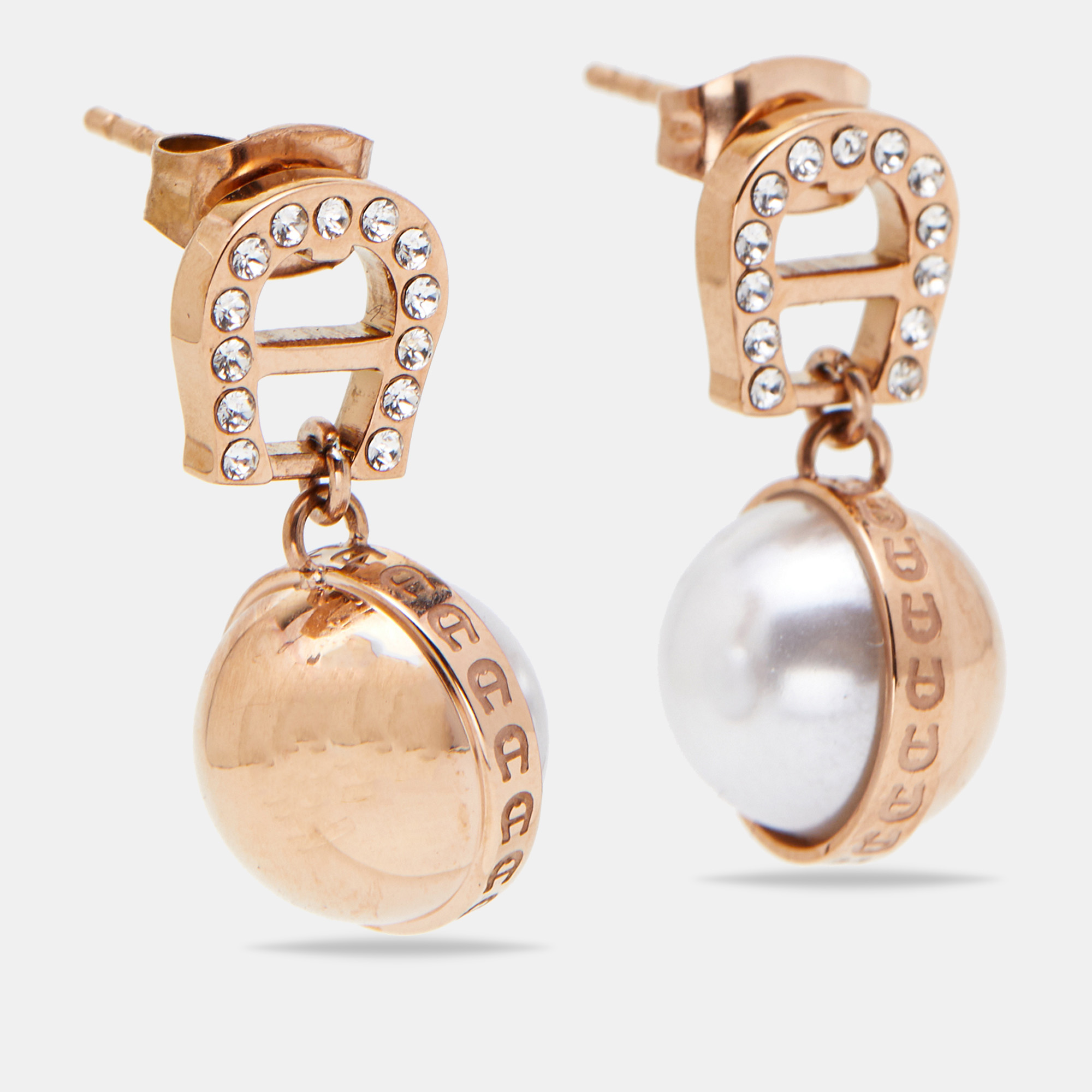 

Aigner Analia Rose Gold Tone Faux Pearl Drop Earrings