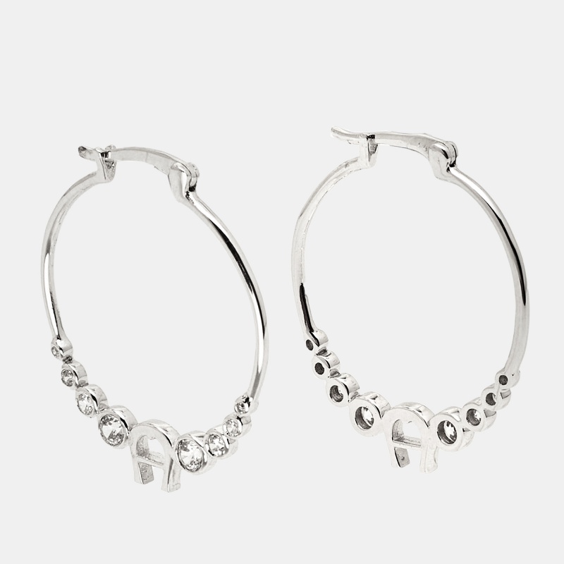 

Aigner Crystals Silver Tone Earrings