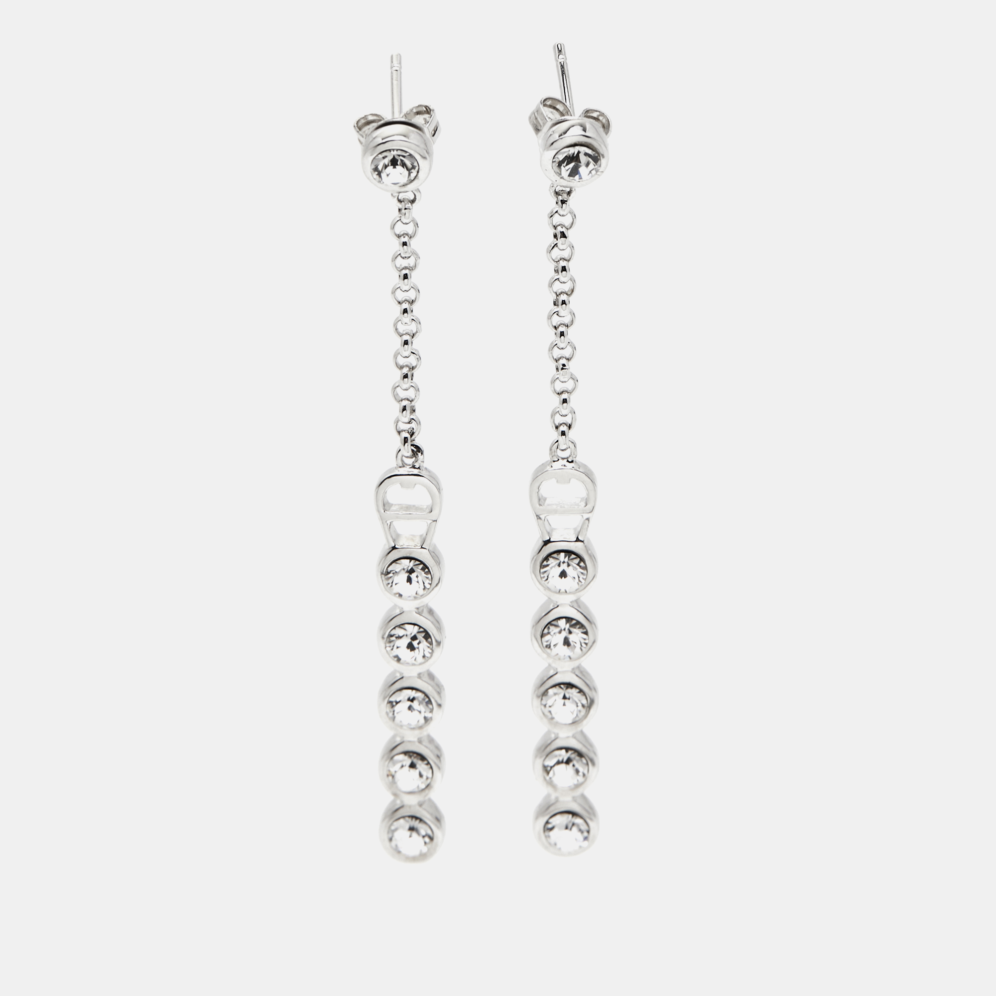 Pre-owned Aigner Crystals Silver Tone Earrings