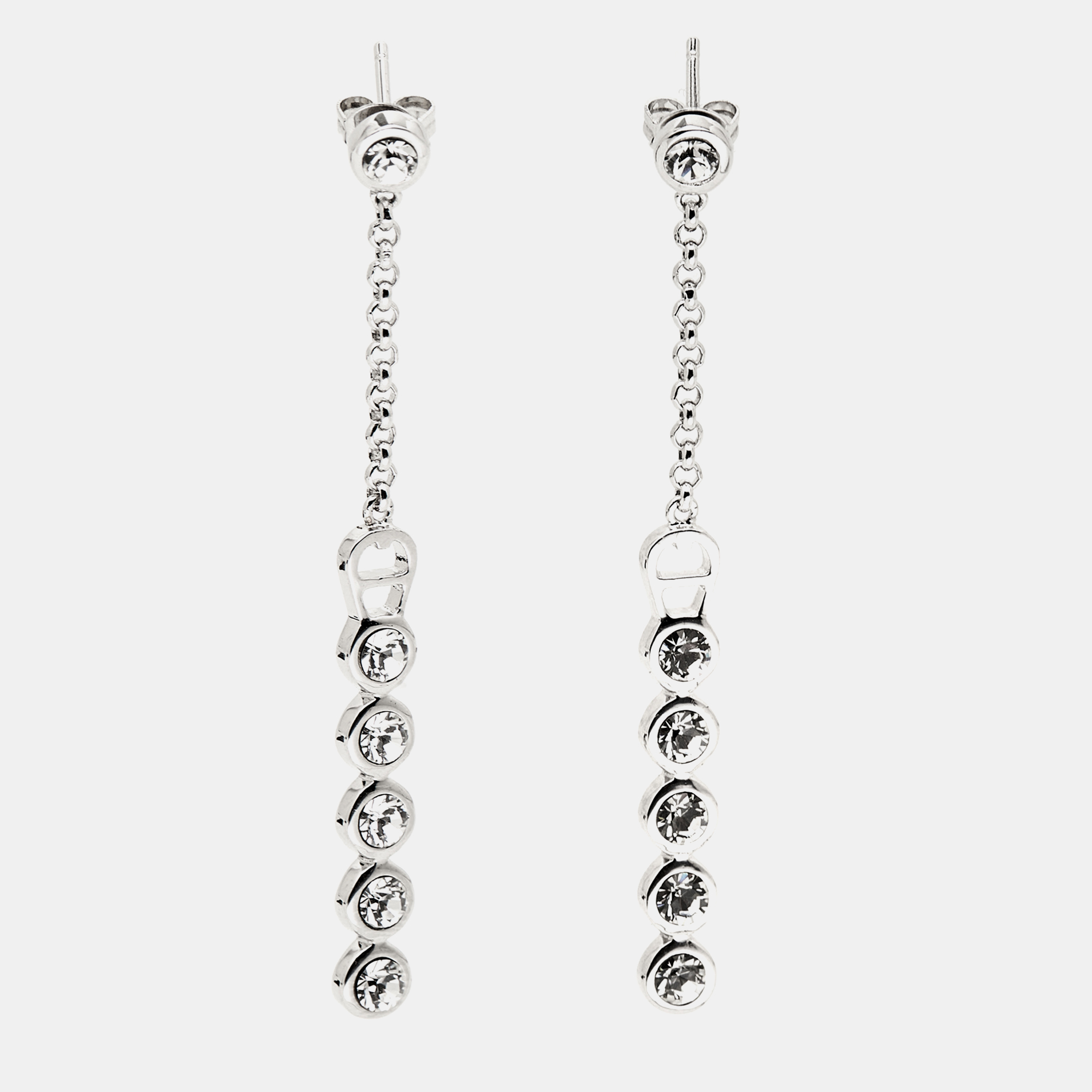 Pre-owned Aigner Crystals Silver Tone Earrings
