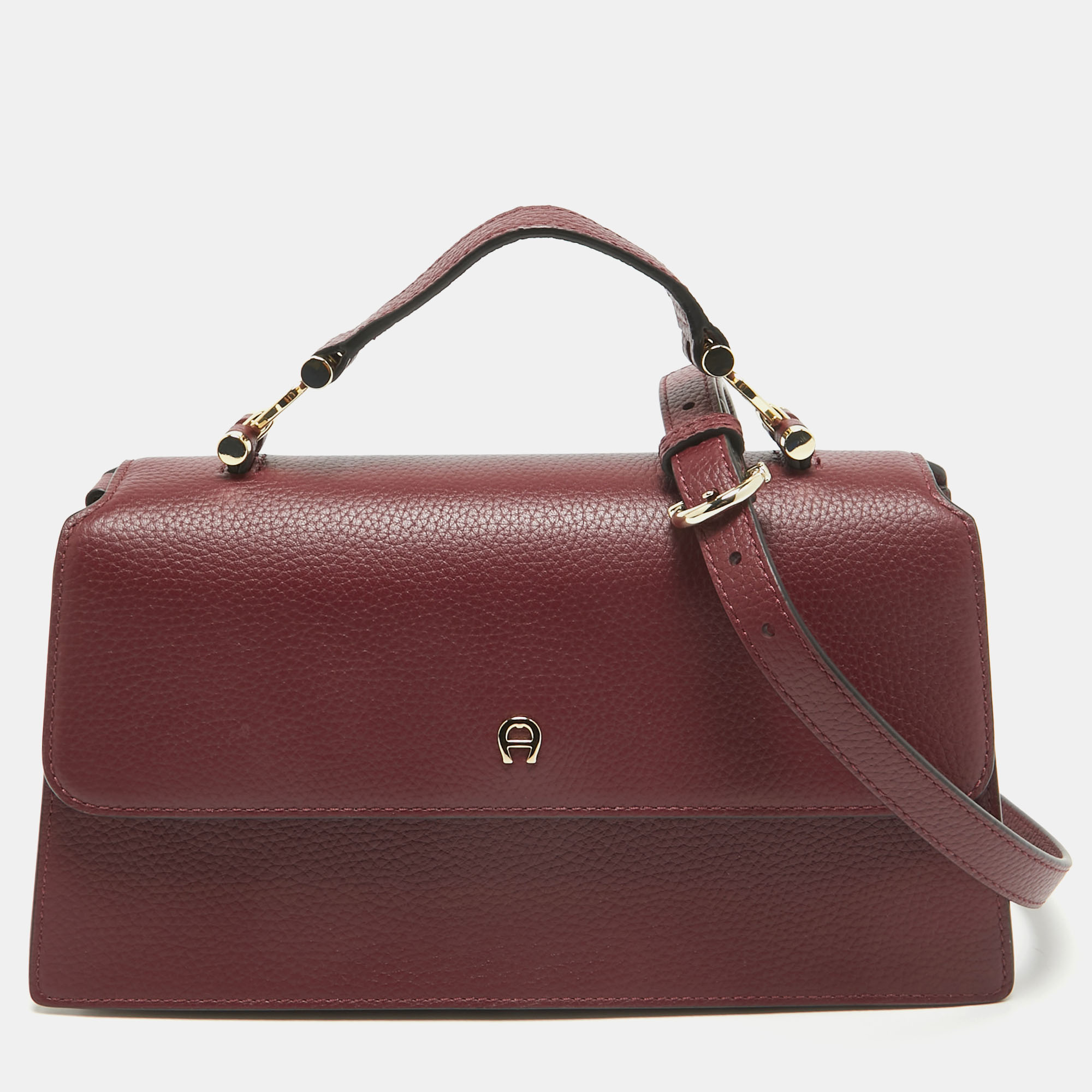 

Aigner Burgundy Leather Medium Delia Top Handle Bag