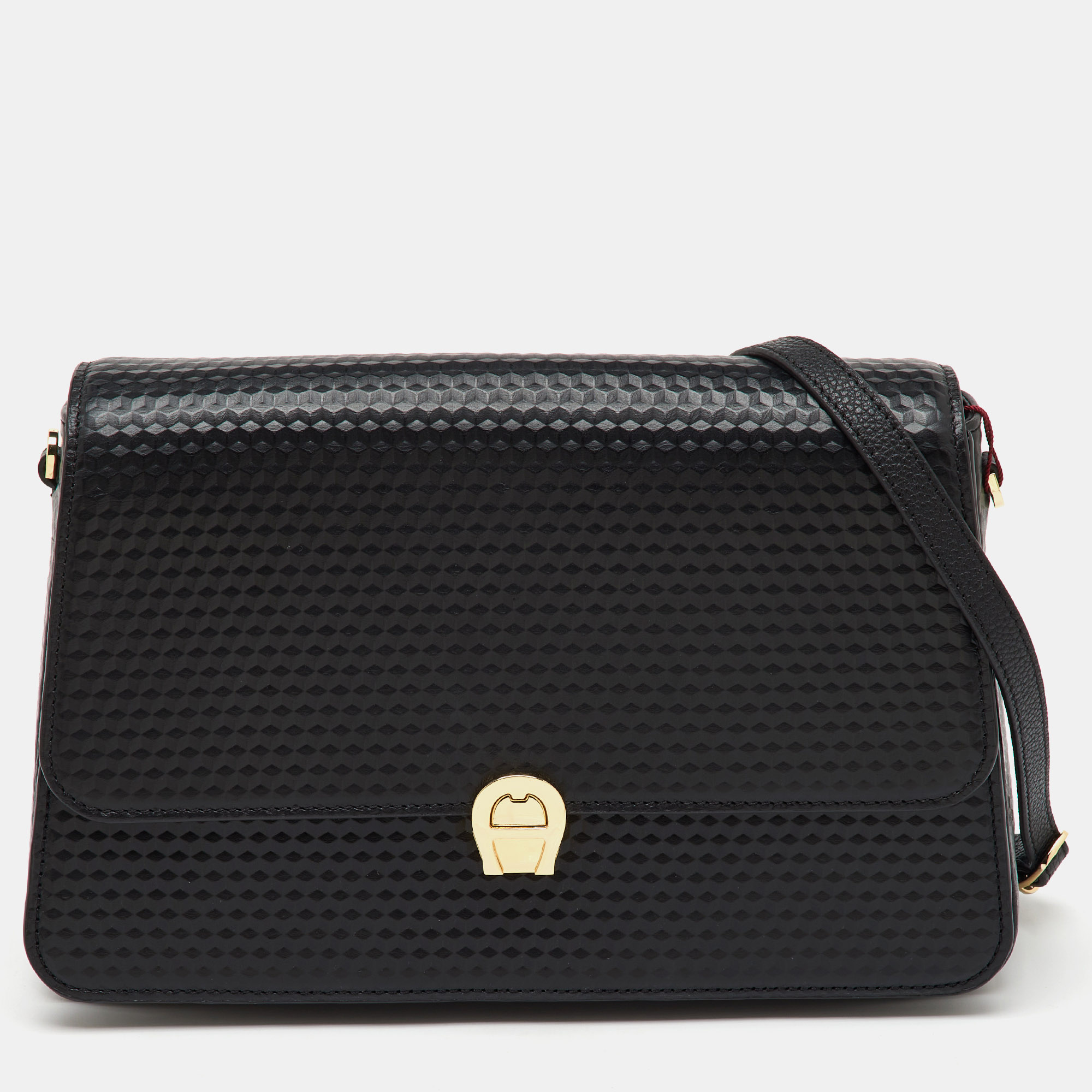 

Aigner Black Textured Leather Genoveva Shoulder Bag