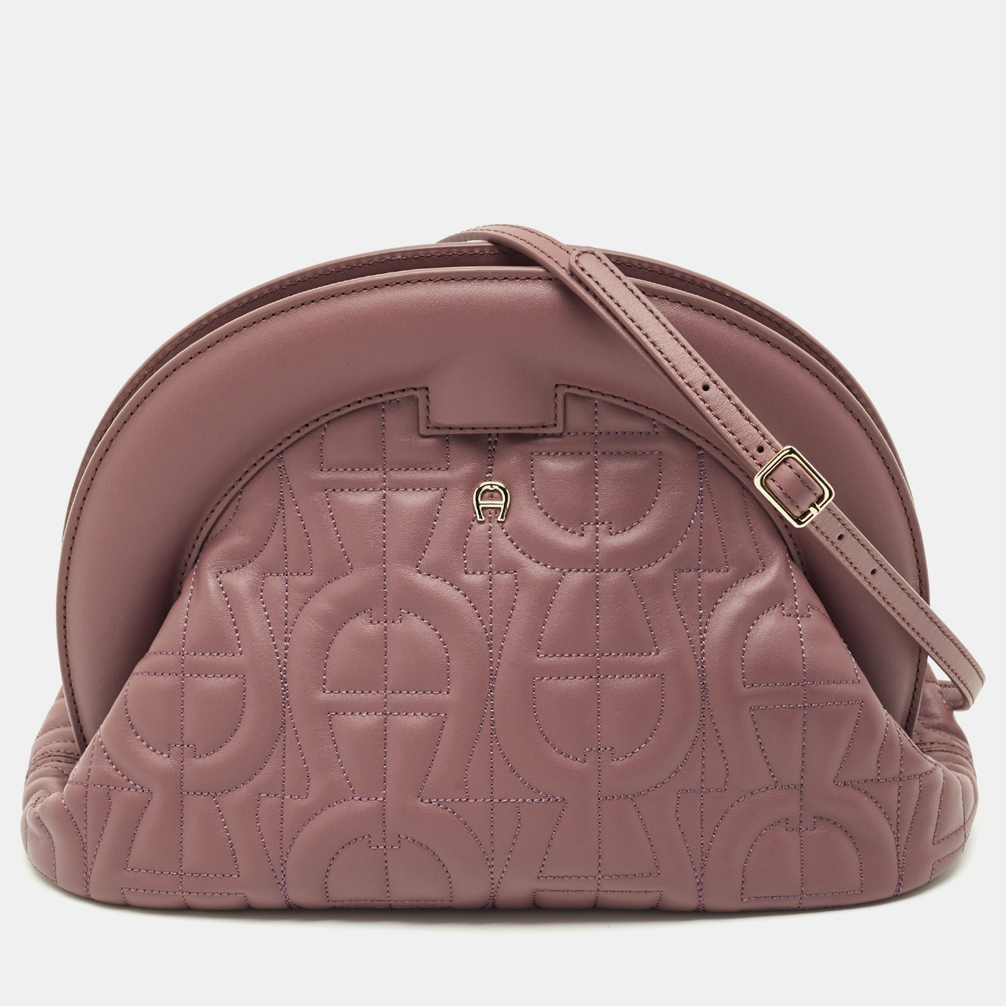 Pre-owned Aigner Purple Leather Medium Logo Pochette