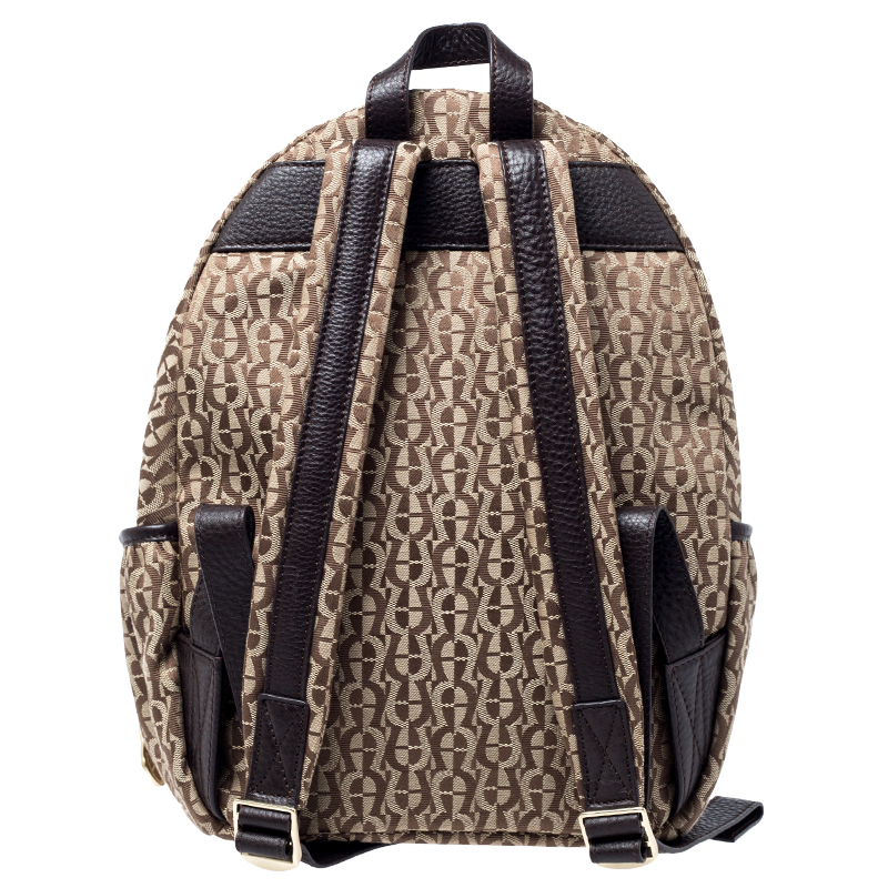 Aigner Beige/Brown Signature Canvas and Leather Icon Backpack
