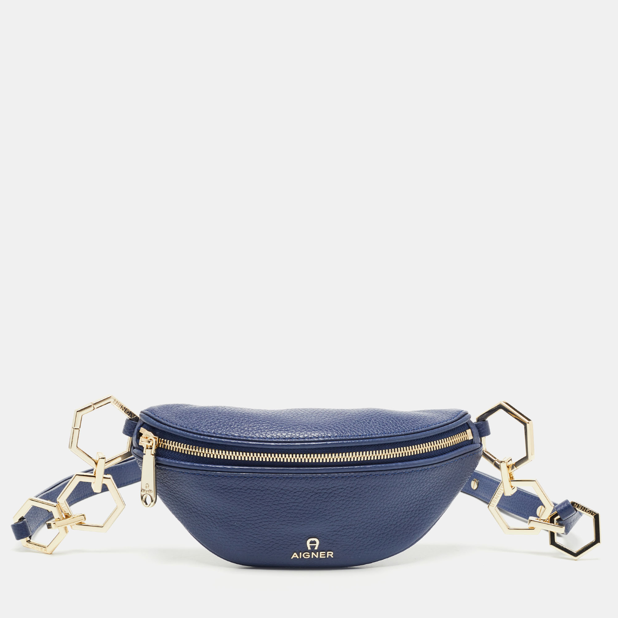 Pre-owned Aigner Blue Leather Small Serena Belt Bag