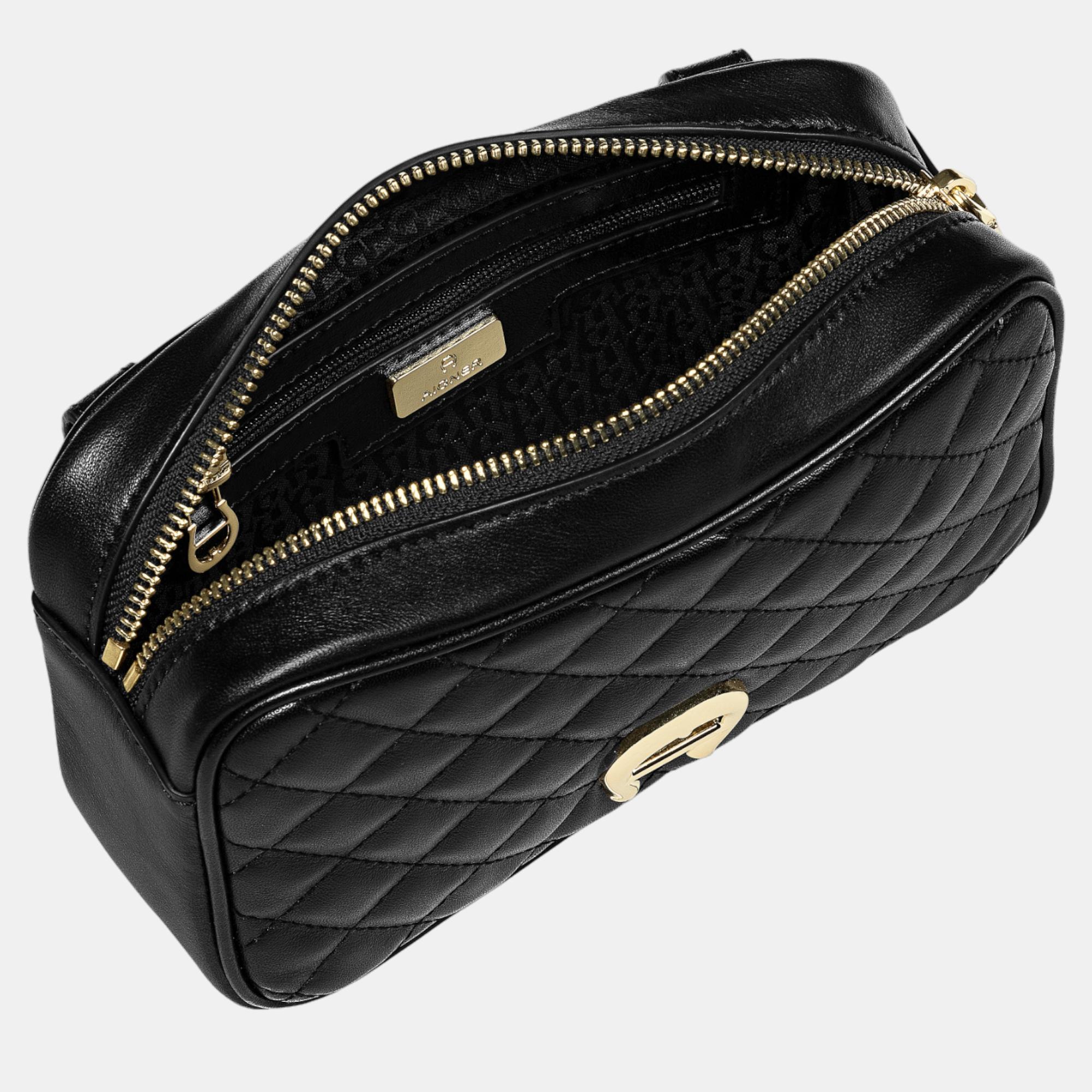 

Aigner Black shiny light gold Metal Garda Black Belt Bag