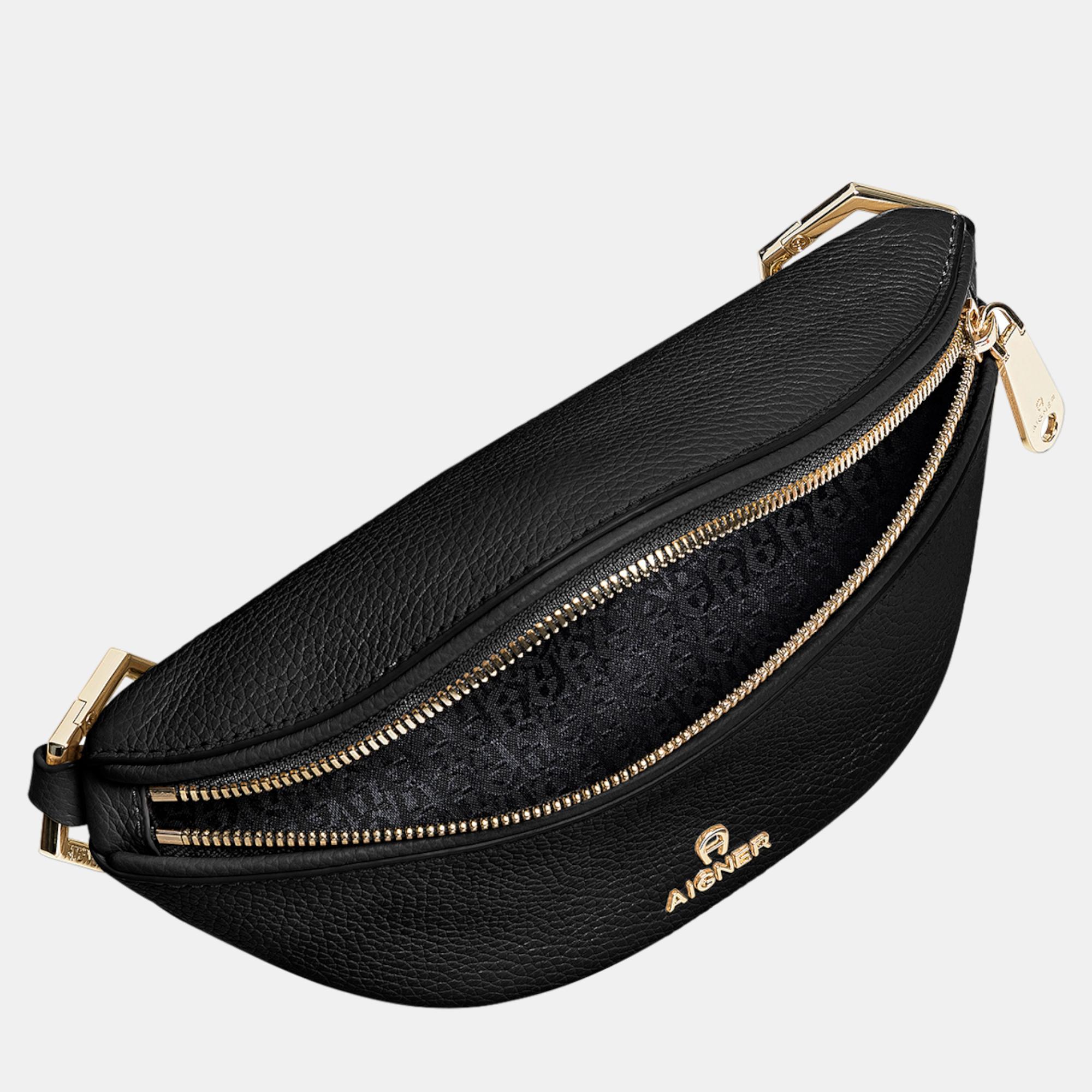

Aigner Black shiny light gold Metal Serena Black Belt Bag