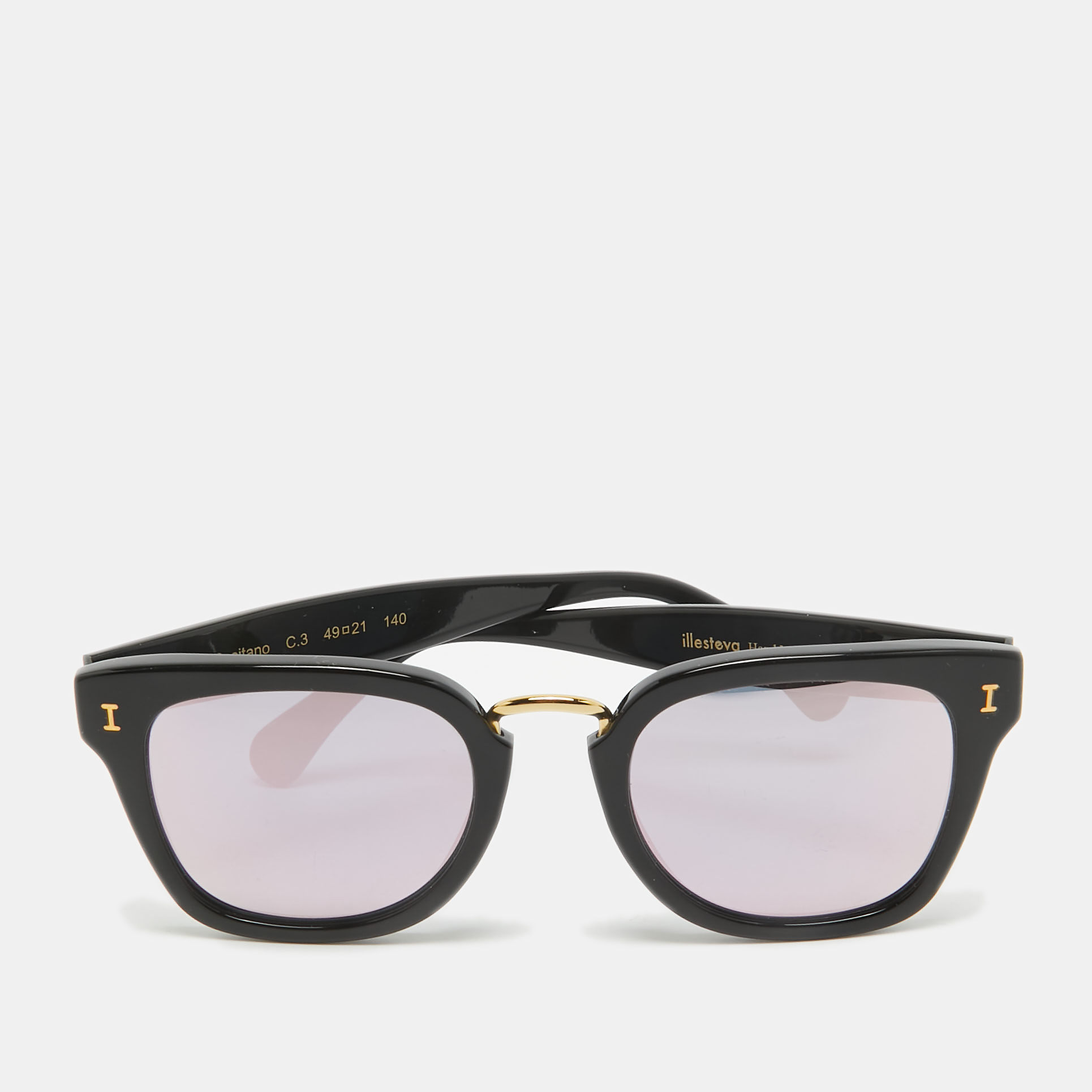 

Illesteva Positano Black/Rose Gold Mirrored Frame Wayfarer Sunglasses