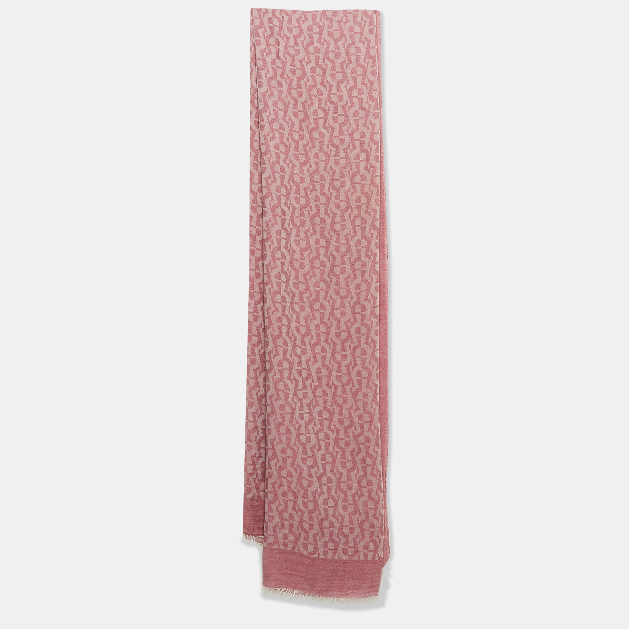 

Aigner Pink Monogram Cotton Blend Scarf