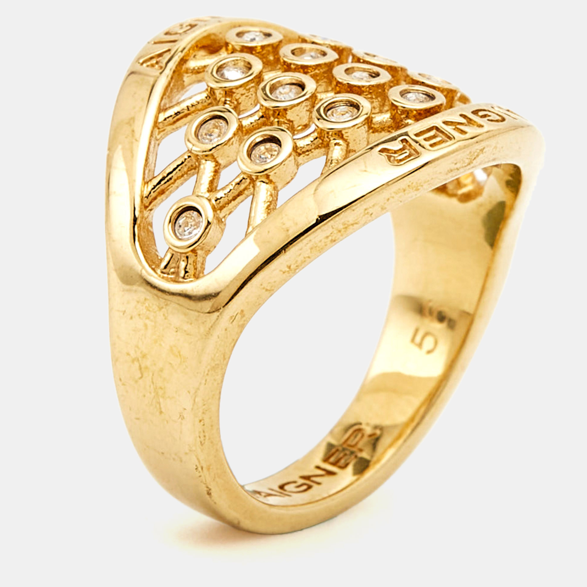 

Aigner Crystals Gold Tone Ring Size