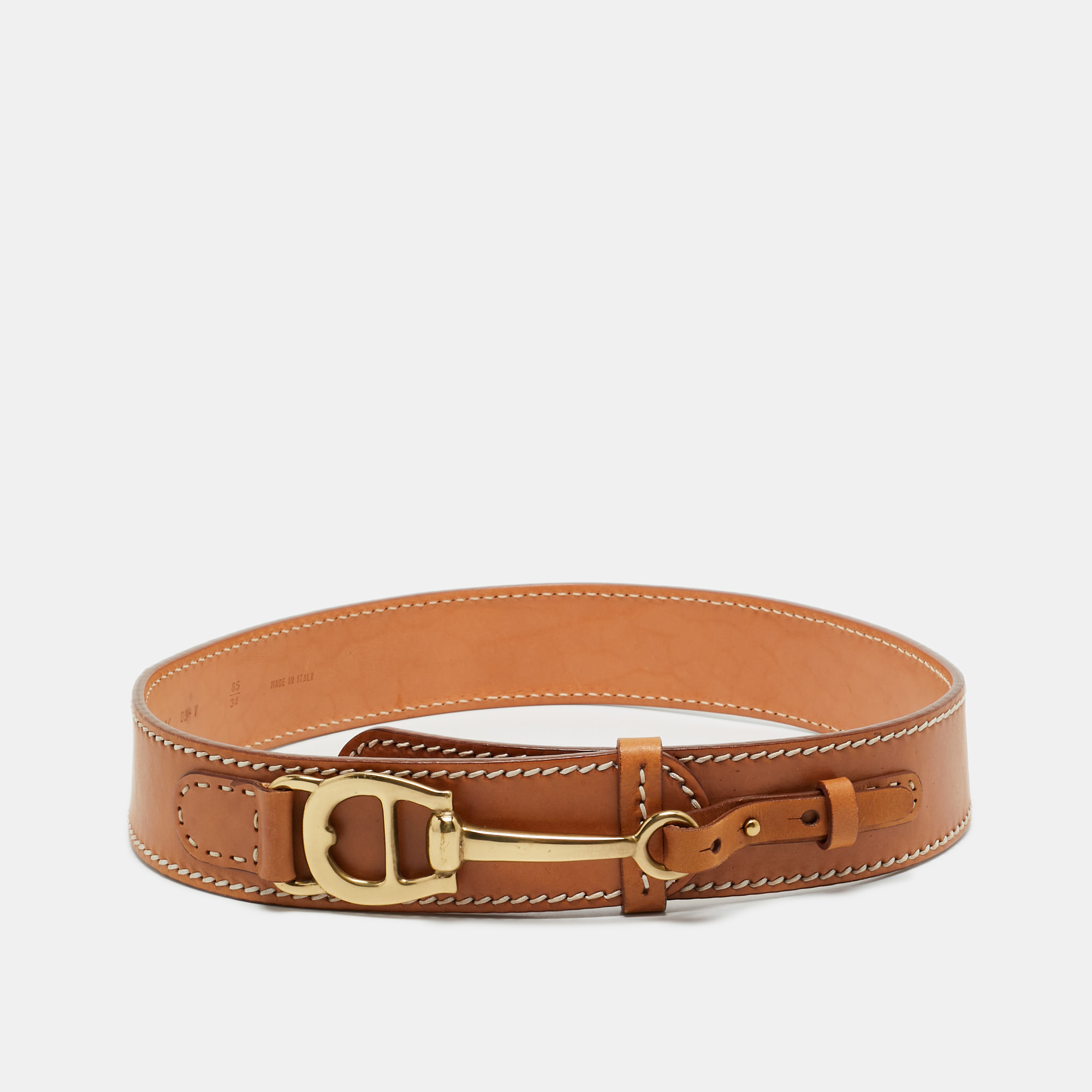 

Aigner Tan Leather Logo Waist Belt