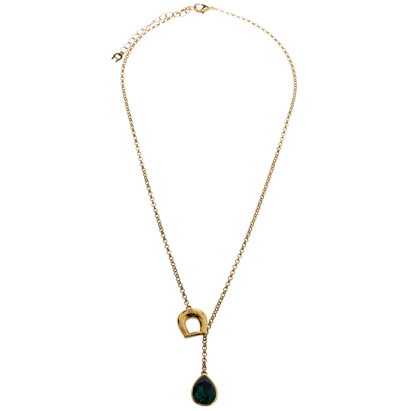 

Aigner Gold Plated Emerald Teardrop Pendant Necklace, Green