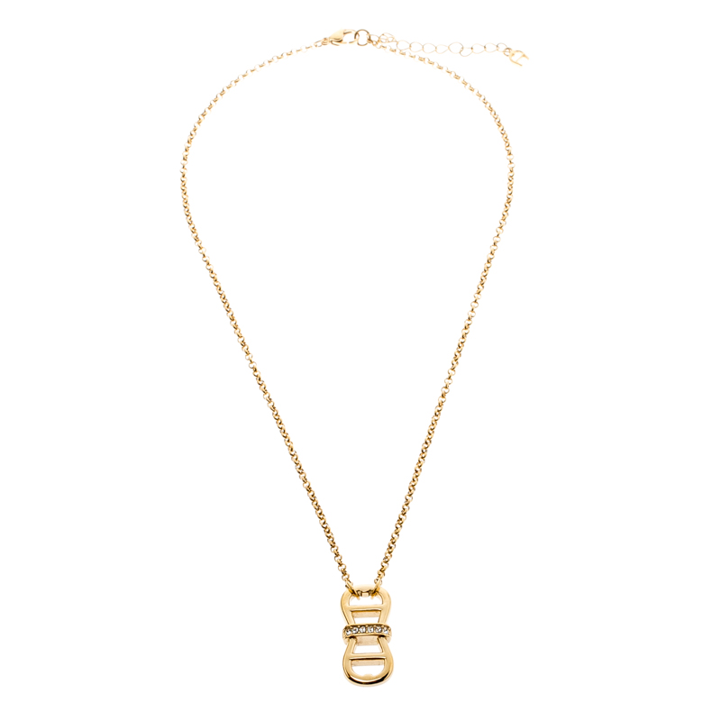 

Aigner Gold Plated Crystal Dual Monogram Pendant Necklace