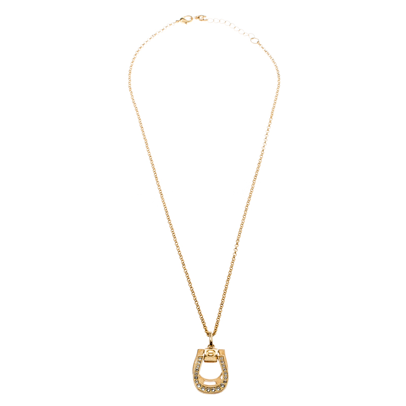 

Aigner Gold Plated Crystal Embellished Double Horseshoe Necklace