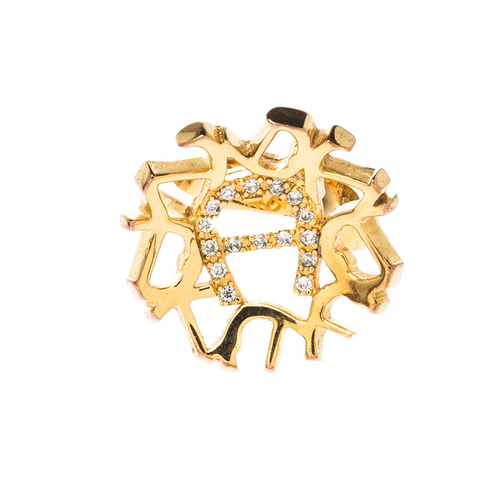

Aigner Crystal Gold Tone Cocktail Ring Size
