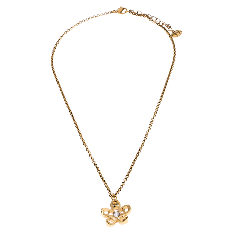 

Aigner Gold Tone Crystal Embellished Pendant Necklace