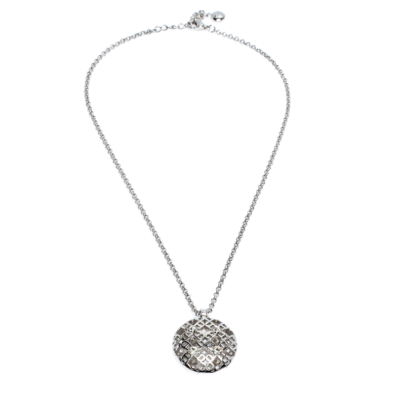 

Aigner Silver Plated Crystal Logo Pendant Necklace