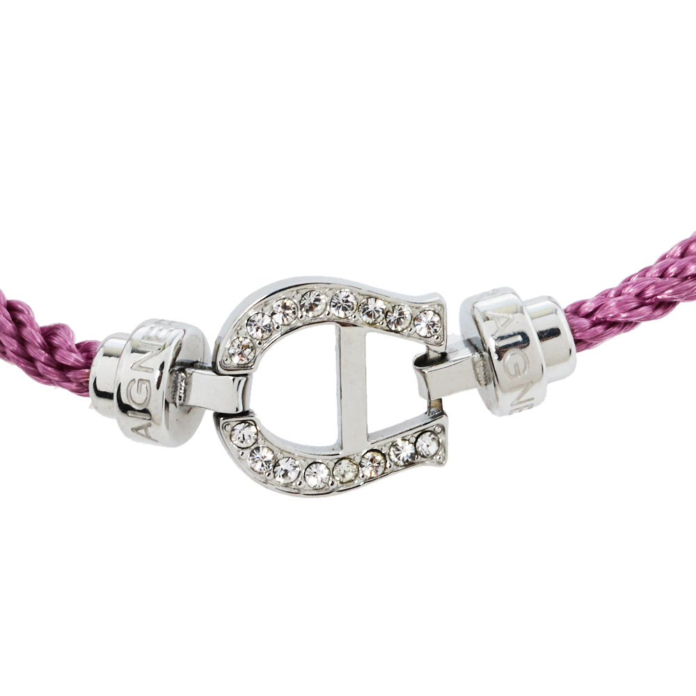 

Aigner Lavender Silk Cord Crystal Logo Bracelet, Purple