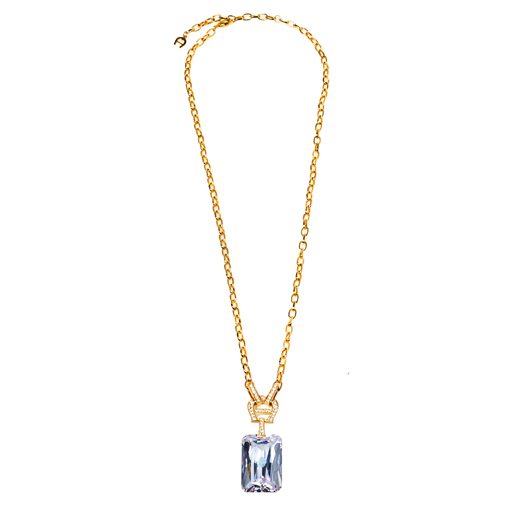 

Aigner Gold Tone Large Crystal Pendant Necklace
