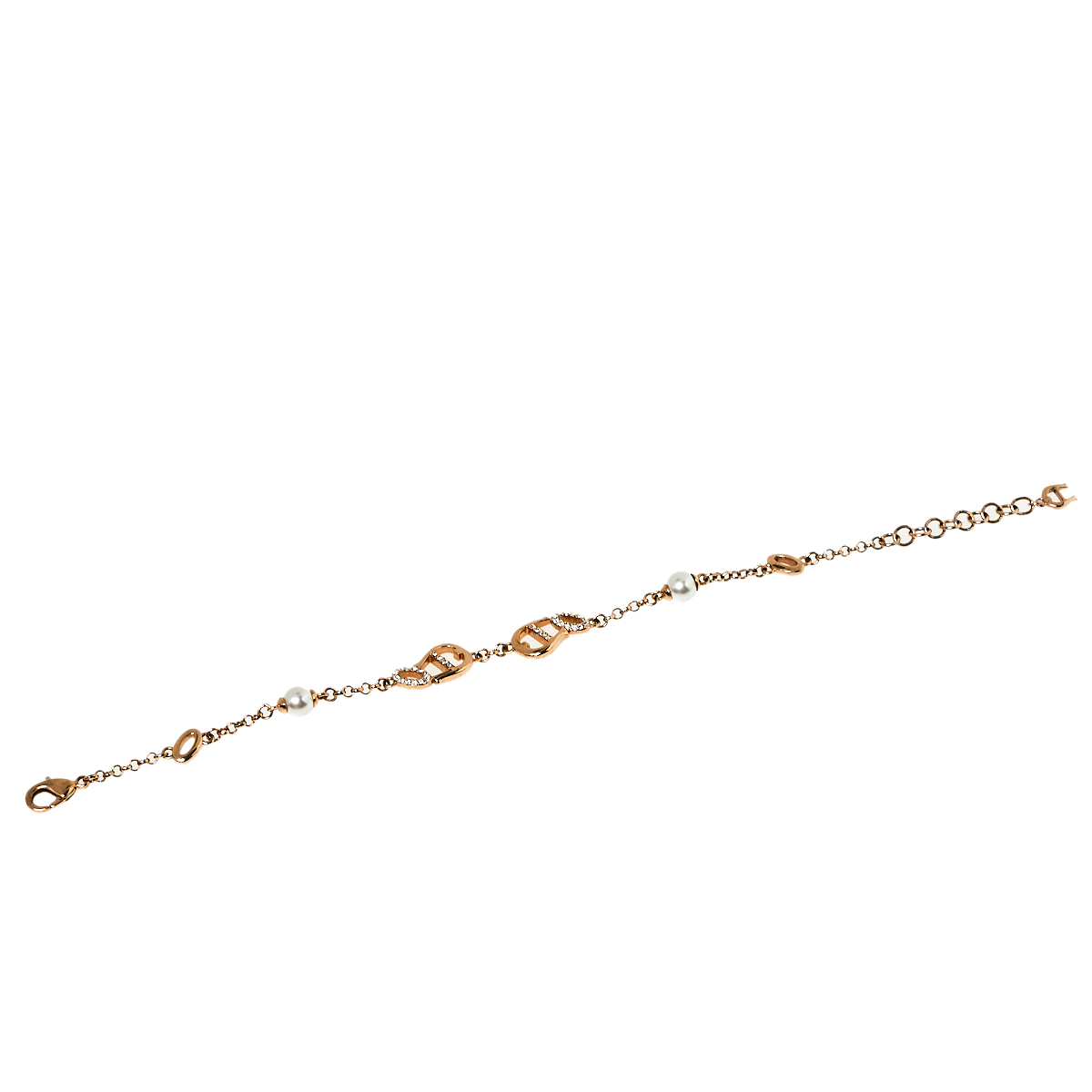 

Aigner Rose Gold Tone Crystal Logo Bracelet