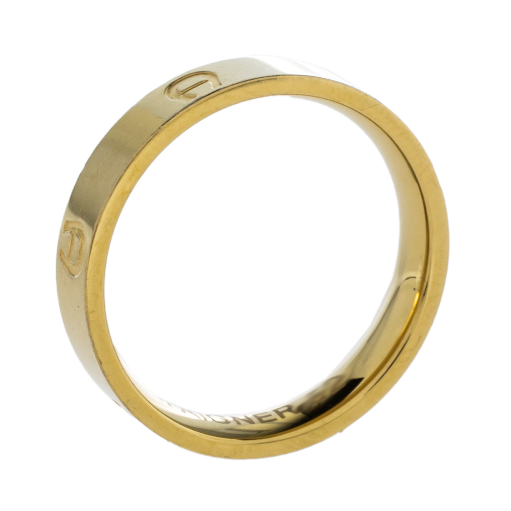 

Aigner Gold Tone Logo Narrow Band Ring Size EU 52