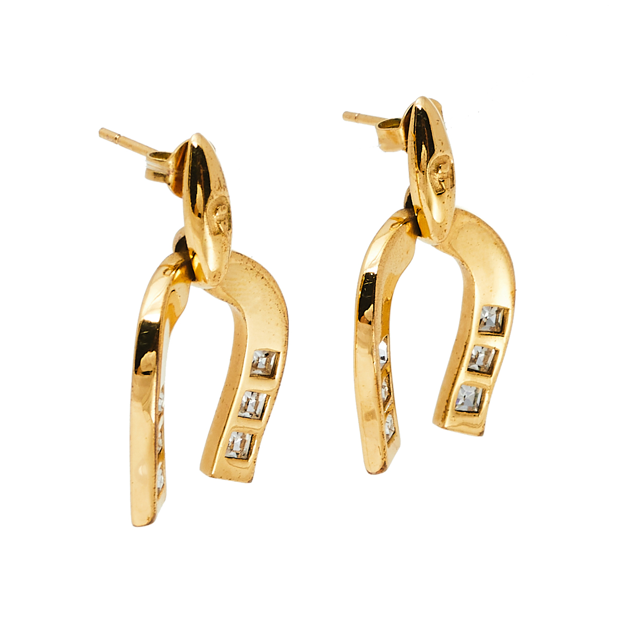 

Aigner Horseshoe Crystals Gold Tone Drop Earrings