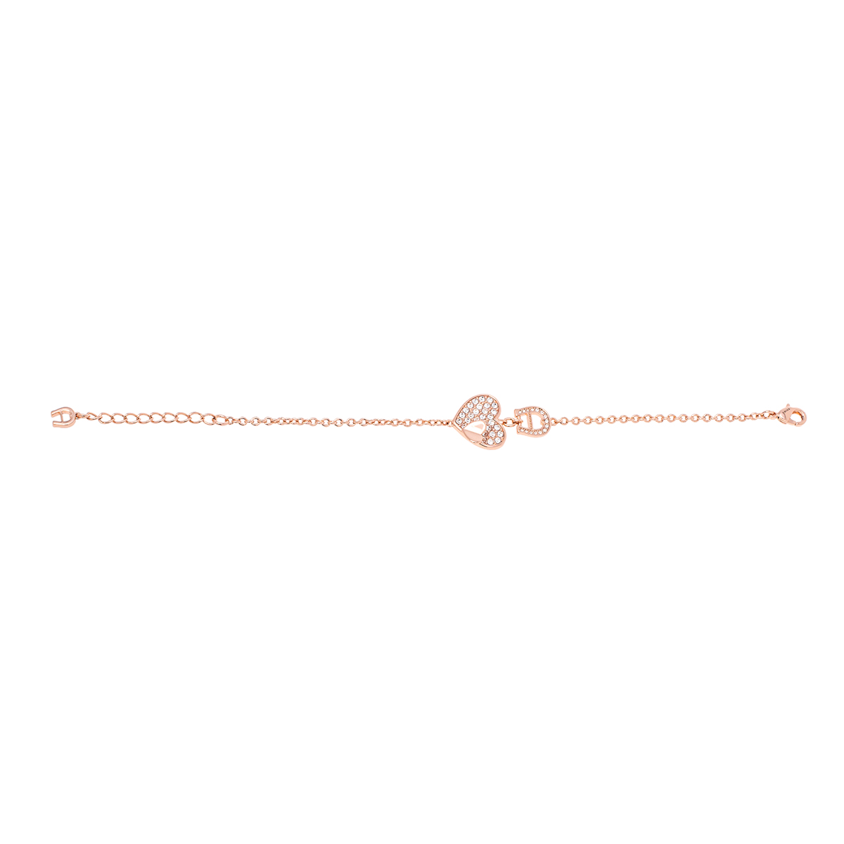 

Aigner Rose Gold Tone Crystal Heart Logo Bracelet