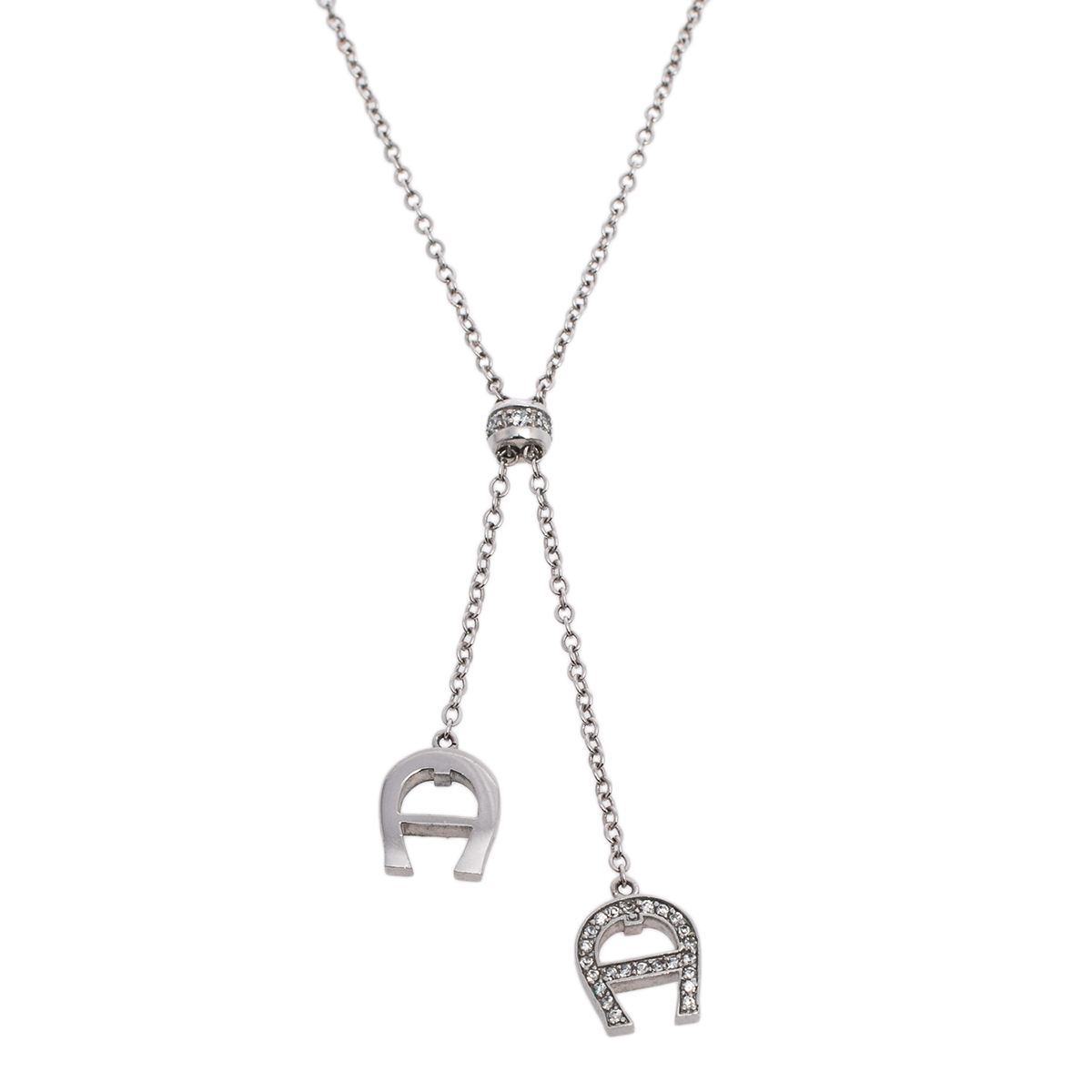 

Aigner Crystal Logo Silver Tone Earrings and Necklace Set