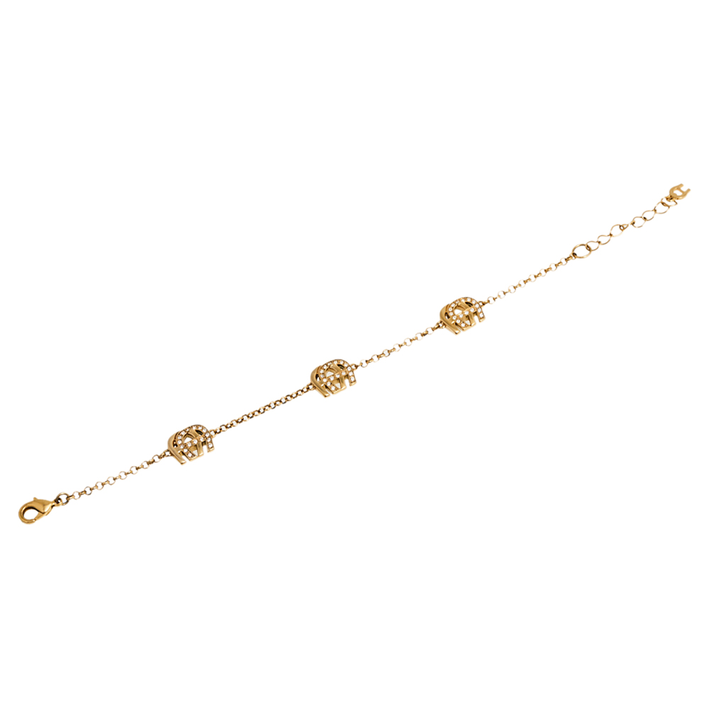 

Aigner Crystal Gold Tone Station Bracelet