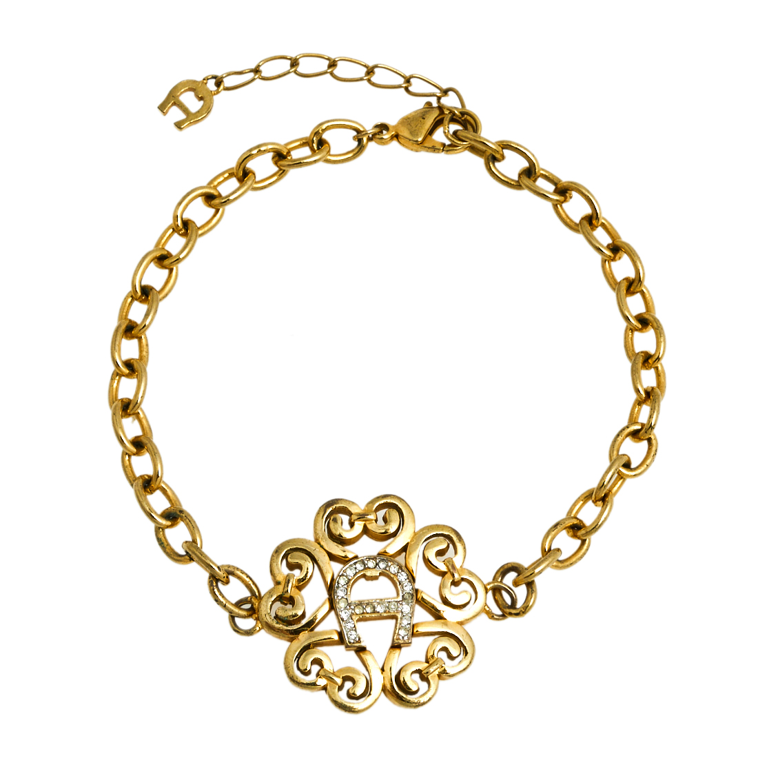 

Aigner Gold Tone Crystal Logo Bracelet