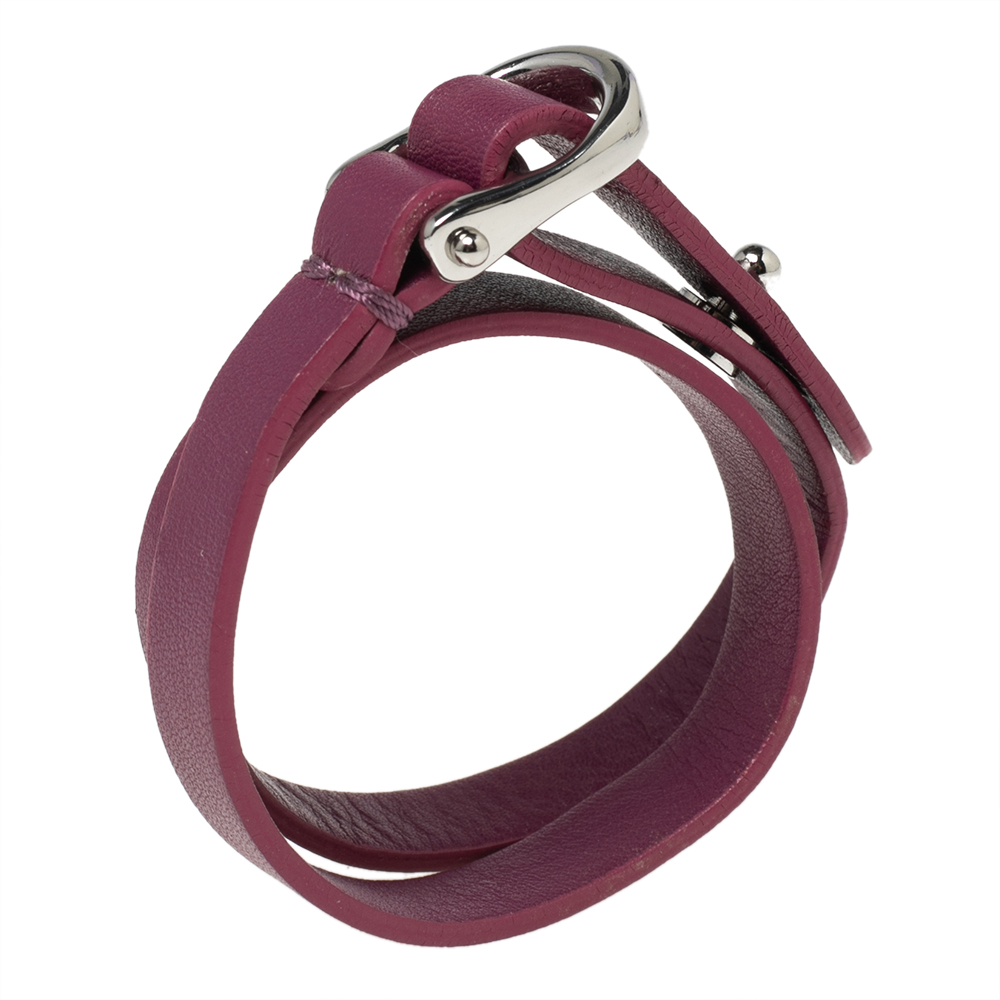 

Aigner Purple Leather Double Tour Logo Bracelet