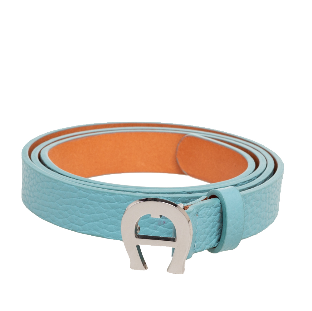 

Aigner Turquoise Green Grained Leather Palermo Belt