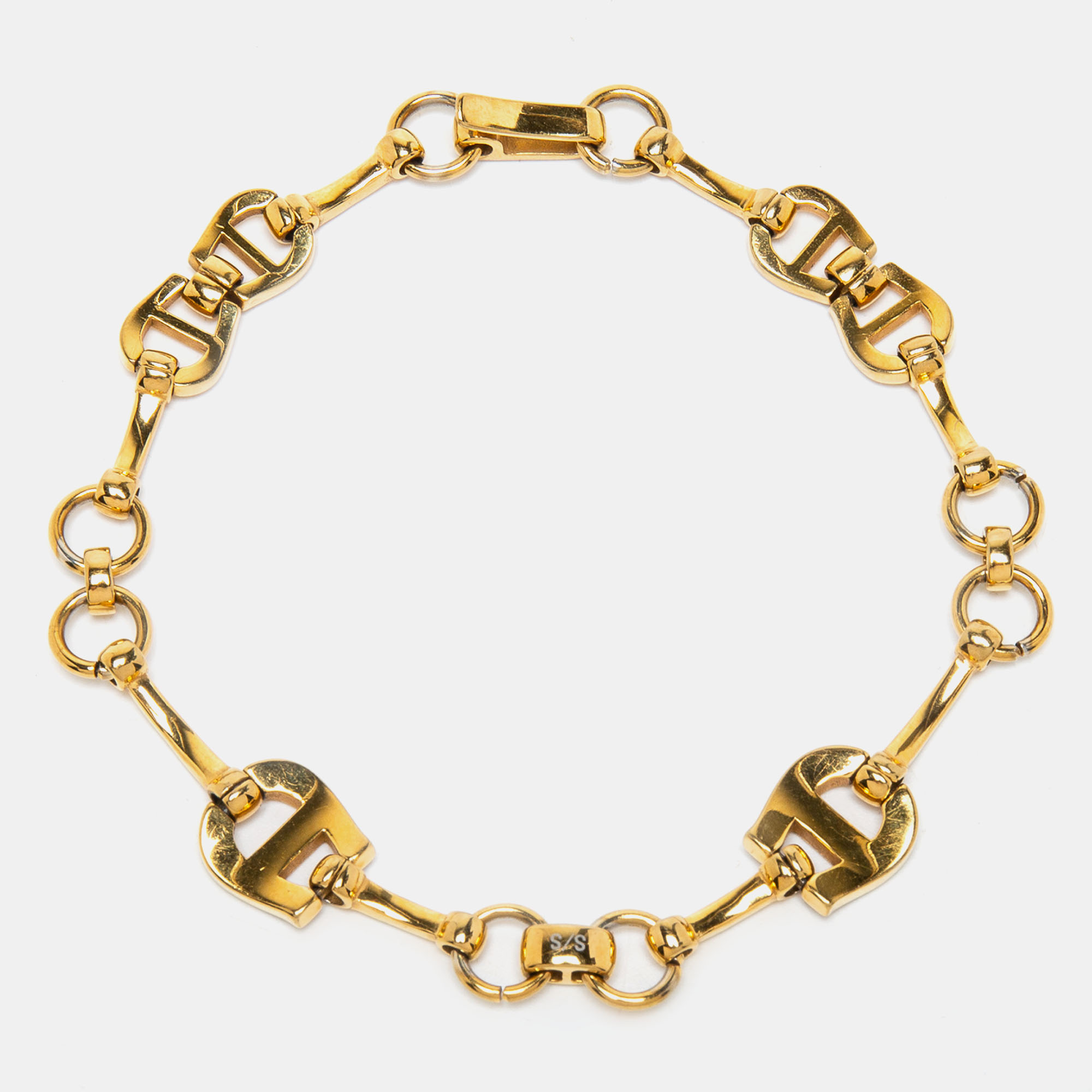 

Aigner Gold Tone Crystal Logo Station Bracelet